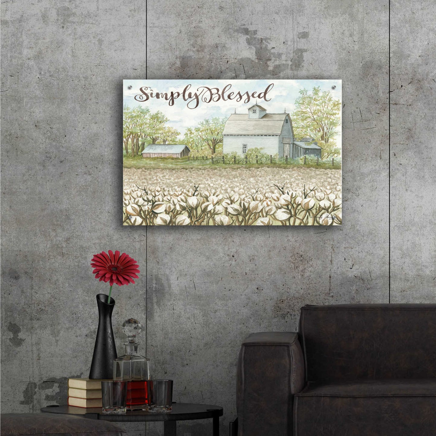 Epic Art 'Simply Blessed Farmhouse' by Cindy Jacobs, Acrylic Glass Wall Art,36x24