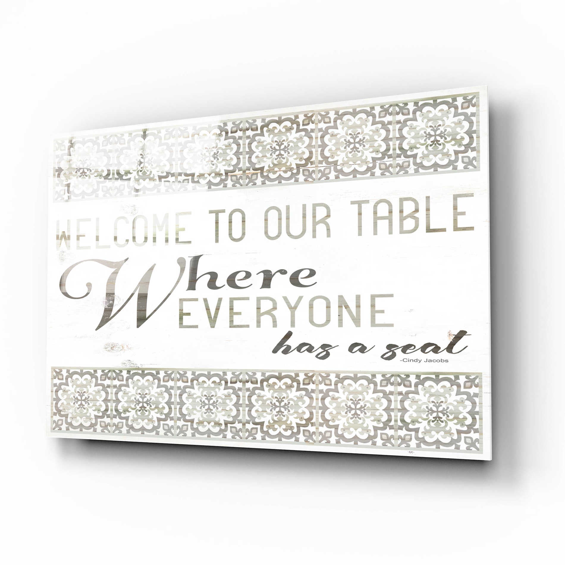 Epic Art 'Welcome to Our Table' by Cindy Jacobs, Acrylic Glass Wall Art,16x12