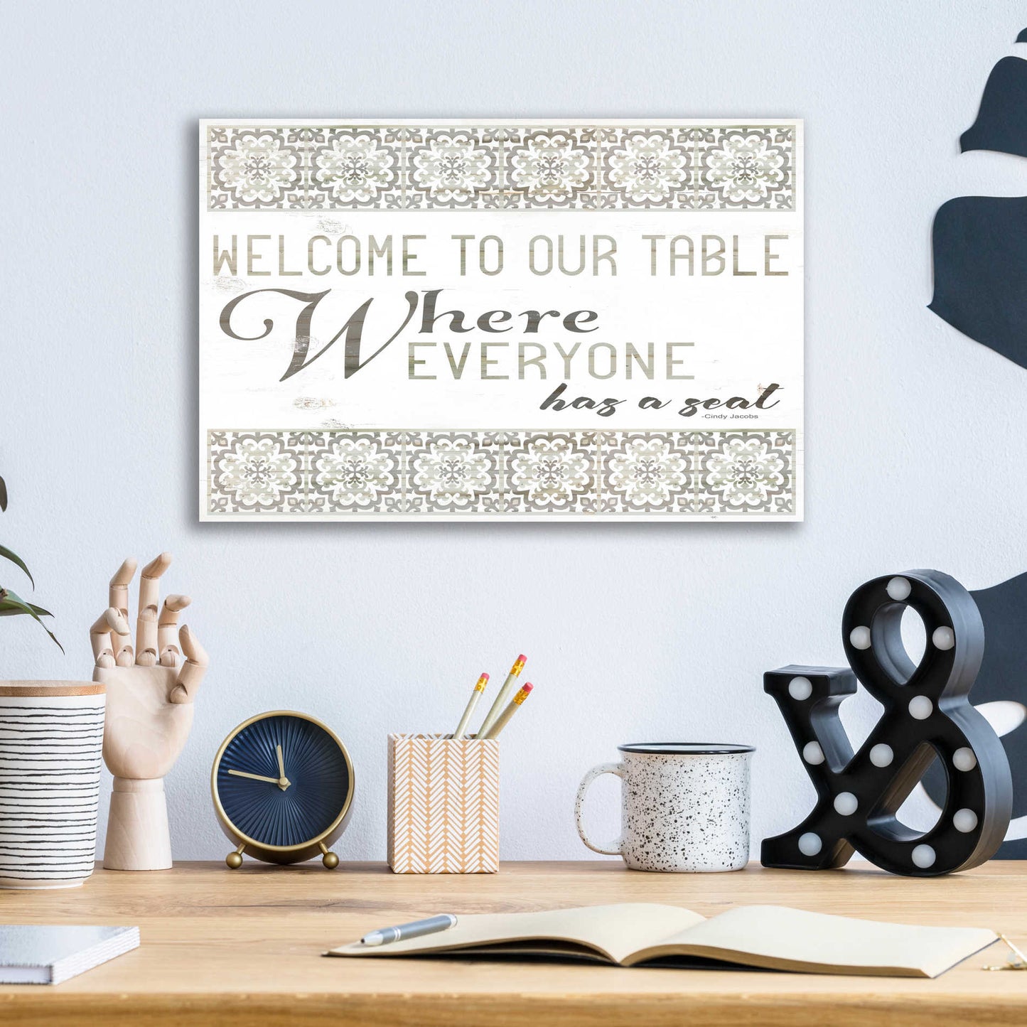 Epic Art 'Welcome to Our Table' by Cindy Jacobs, Acrylic Glass Wall Art,16x12