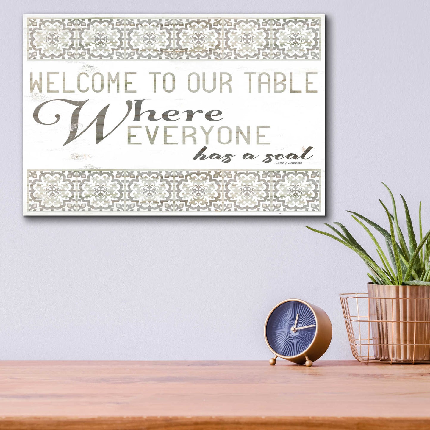 Epic Art 'Welcome to Our Table' by Cindy Jacobs, Acrylic Glass Wall Art,16x12