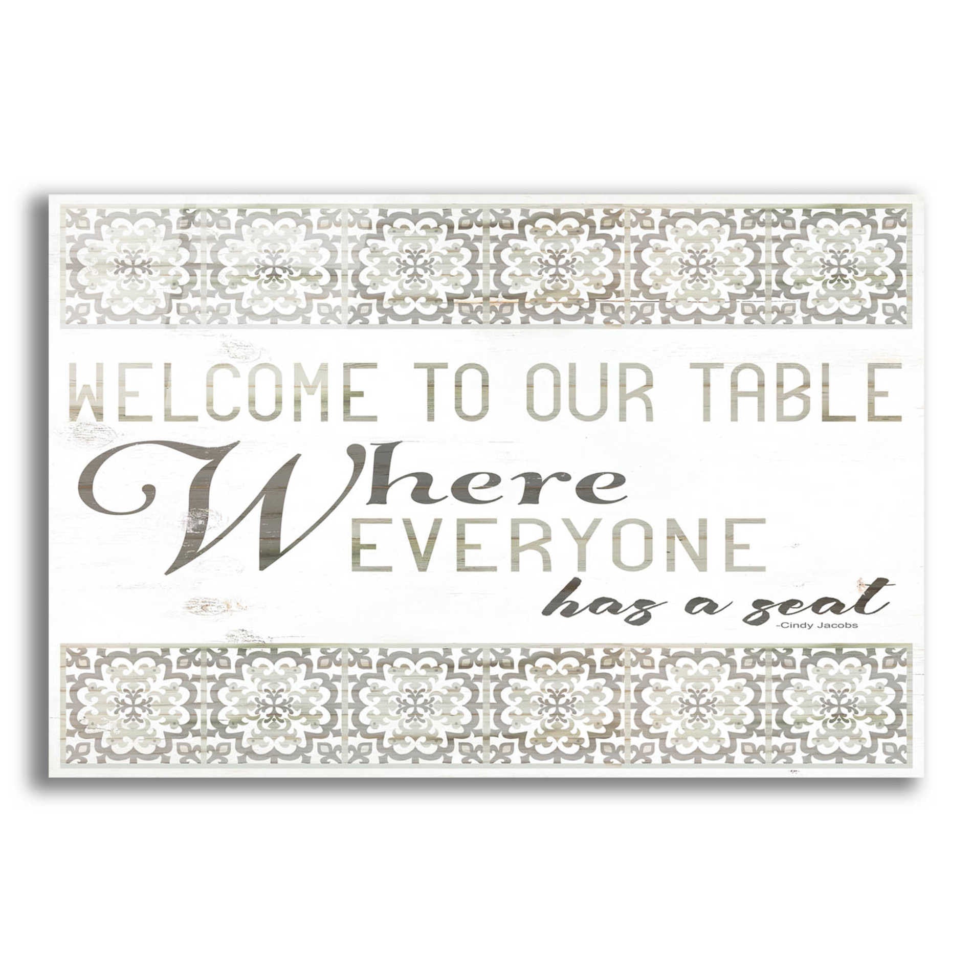 Epic Art 'Welcome to Our Table' by Cindy Jacobs, Acrylic Glass Wall Art,16x12