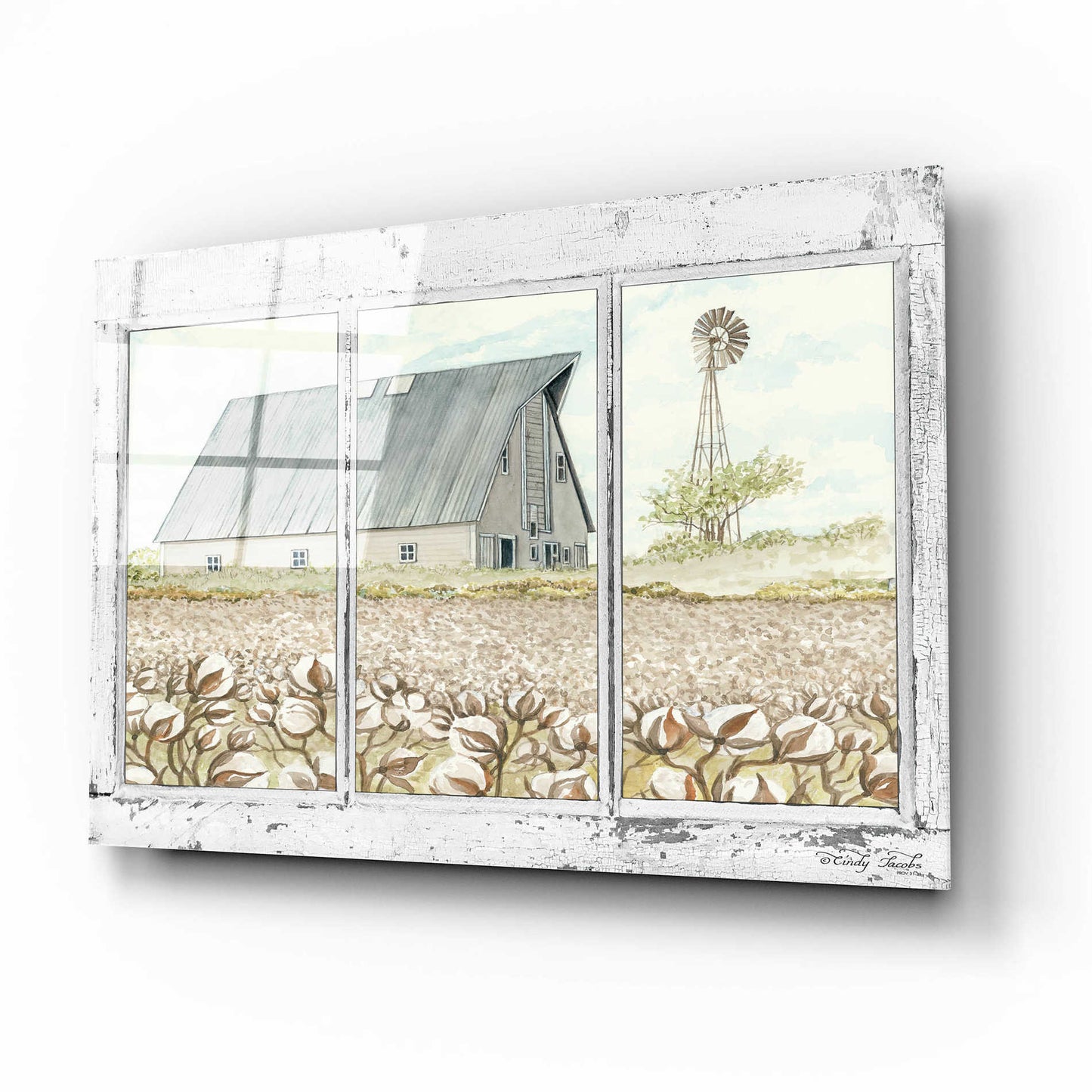 Epic Art 'Farmland View' by Cindy Jacobs, Acrylic Glass Wall Art,16x12