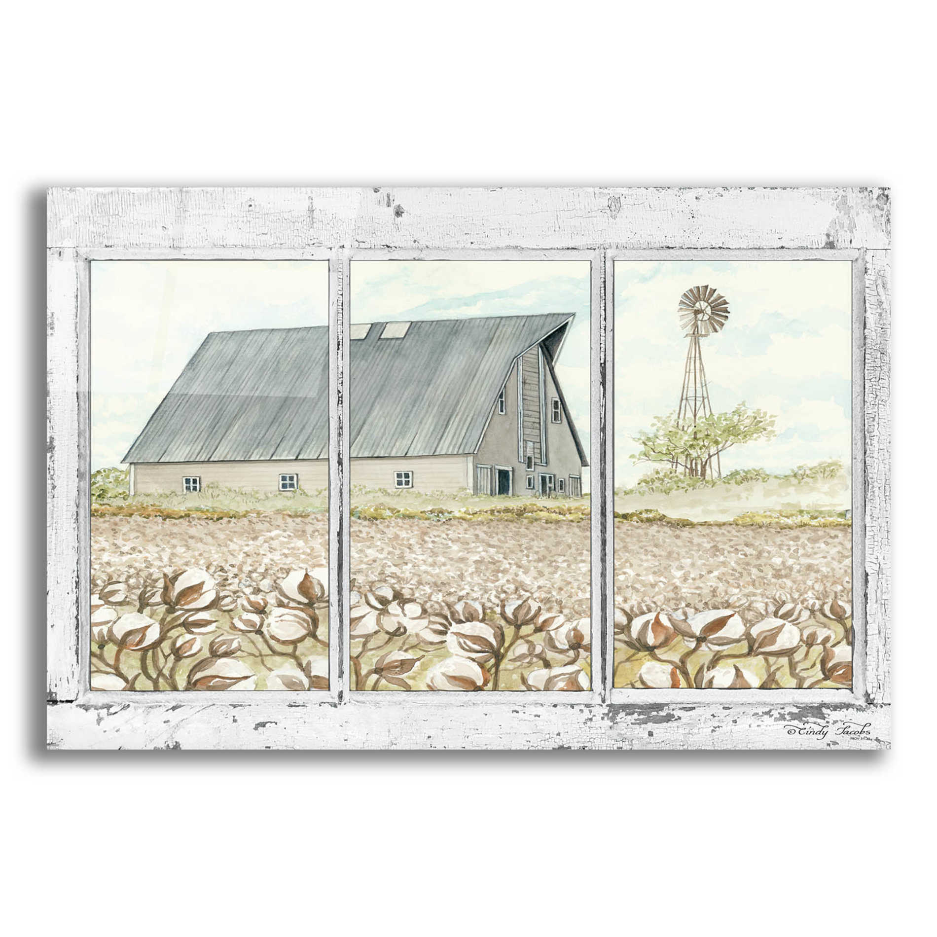 Epic Art 'Farmland View' by Cindy Jacobs, Acrylic Glass Wall Art,16x12