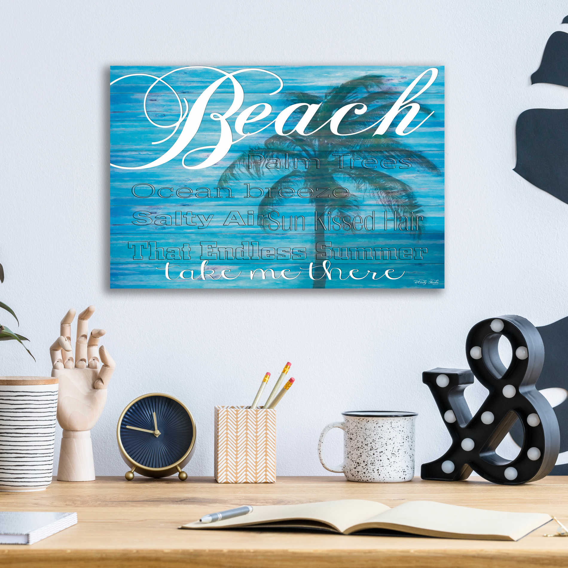 Epic Art 'Beach - Take Me There' by Cindy Jacobs, Acrylic Glass Wall Art,16x12