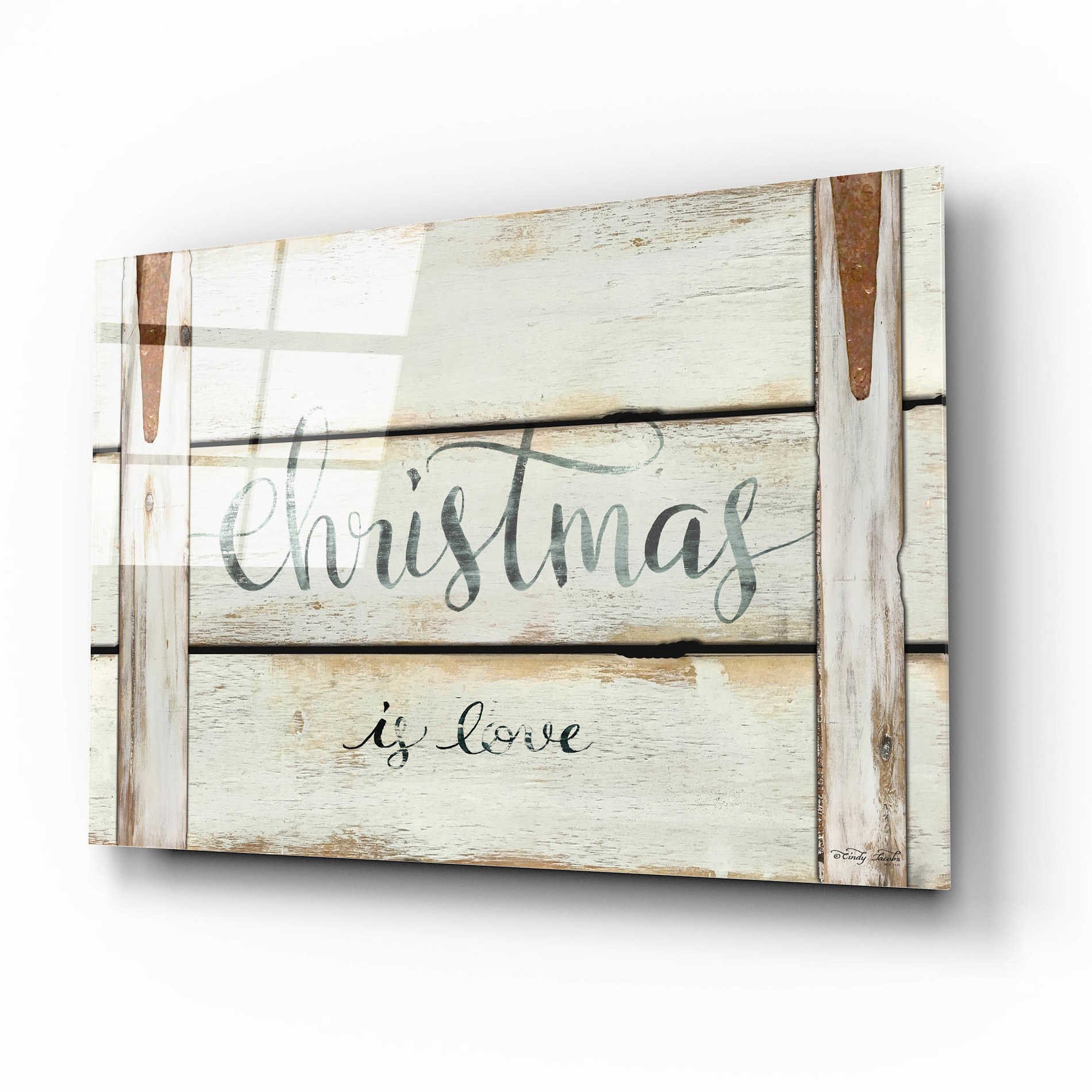 Epic Art 'Christmas is Love' by Cindy Jacobs, Acrylic Glass Wall Art,16x12