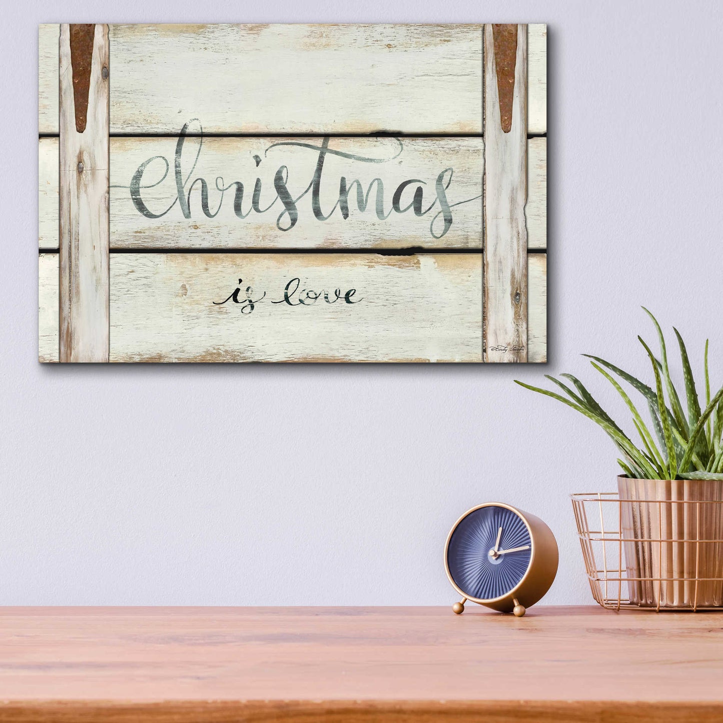 Epic Art 'Christmas is Love' by Cindy Jacobs, Acrylic Glass Wall Art,16x12