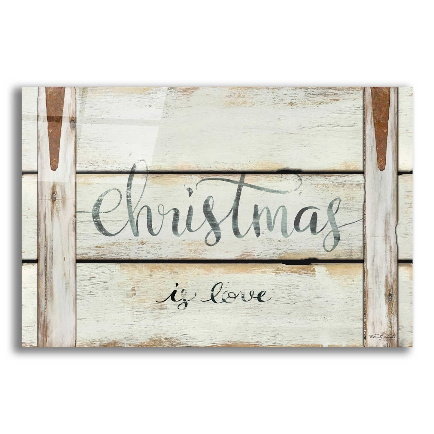 Epic Art 'Christmas is Love' by Cindy Jacobs, Acrylic Glass Wall Art,16x12