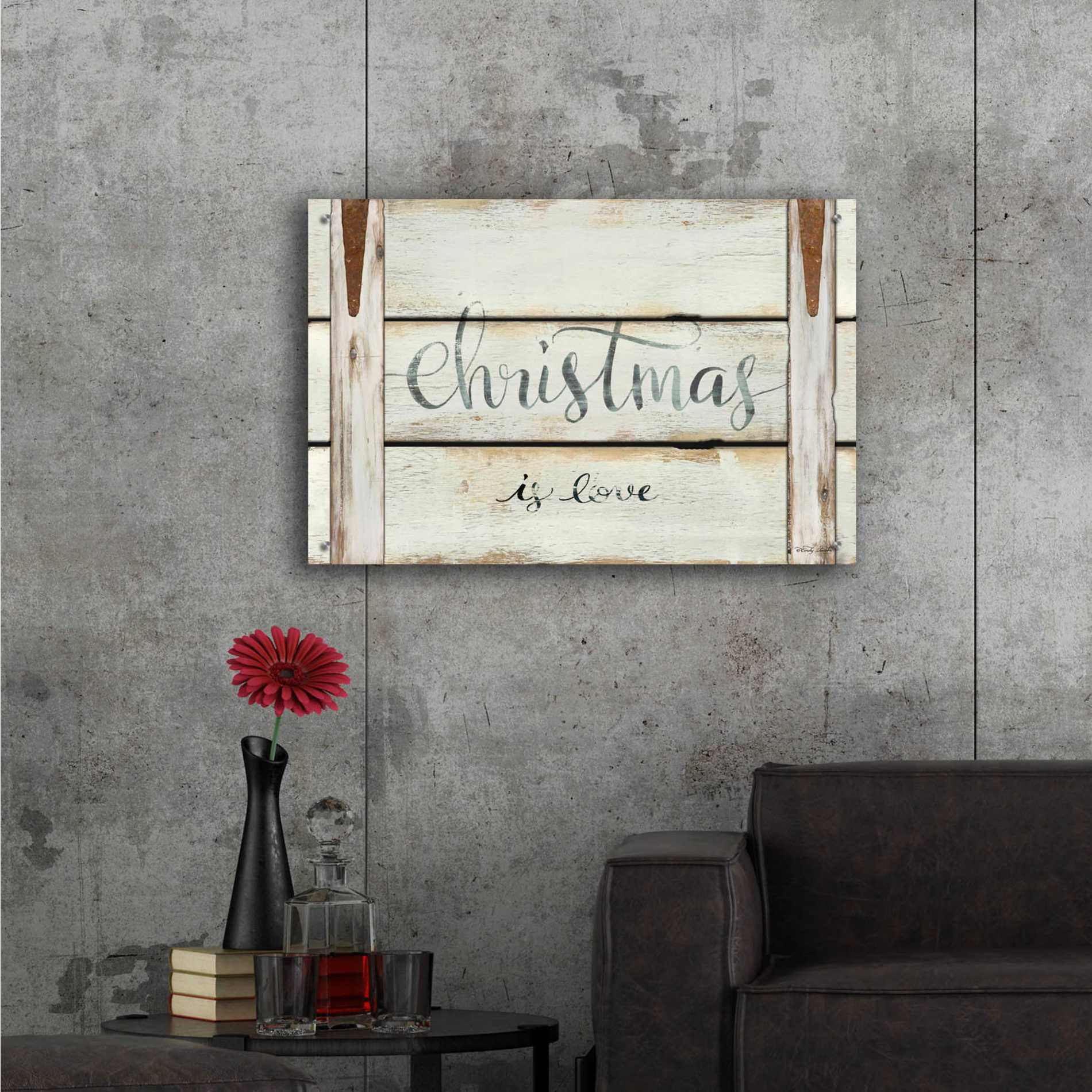 Epic Art 'Christmas is Love' by Cindy Jacobs, Acrylic Glass Wall Art,36x24