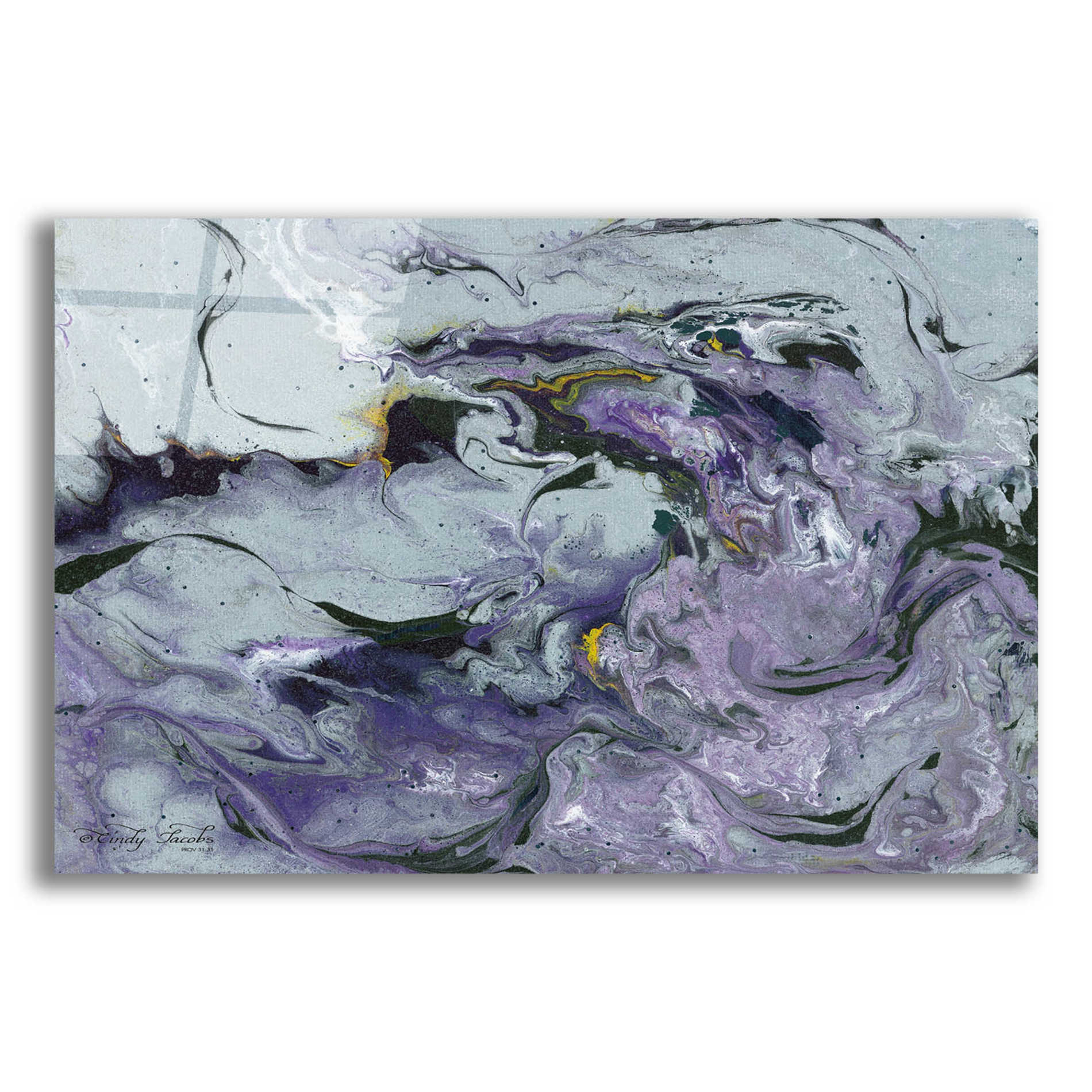 Epic Art 'Abstract in Purple IV' by Cindy Jacobs, Acrylic Glass Wall Art,16x12
