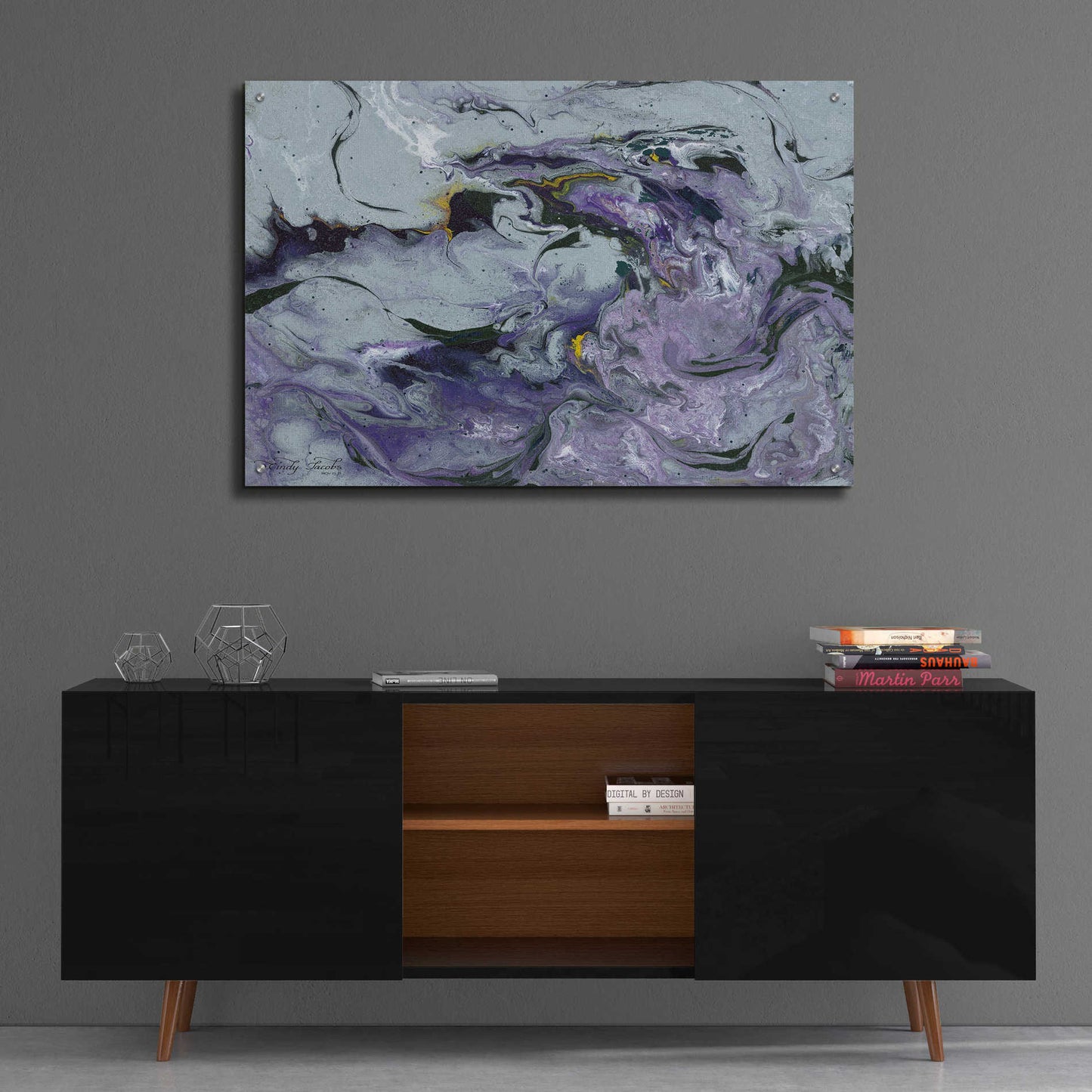 Epic Art 'Abstract in Purple IV' by Cindy Jacobs, Acrylic Glass Wall Art,36x24