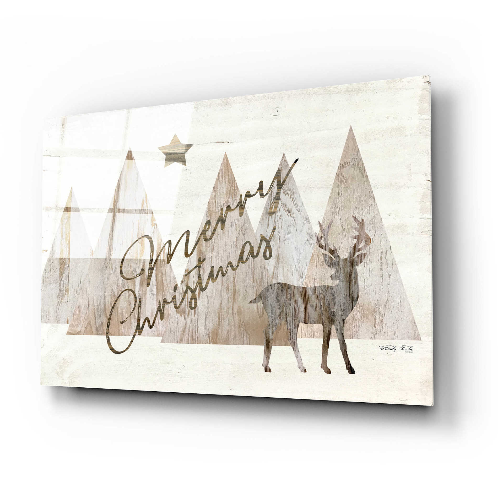 Epic Art 'Merry Christmas Deer 2' by Cindy Jacobs, Acrylic Glass Wall Art,24x16