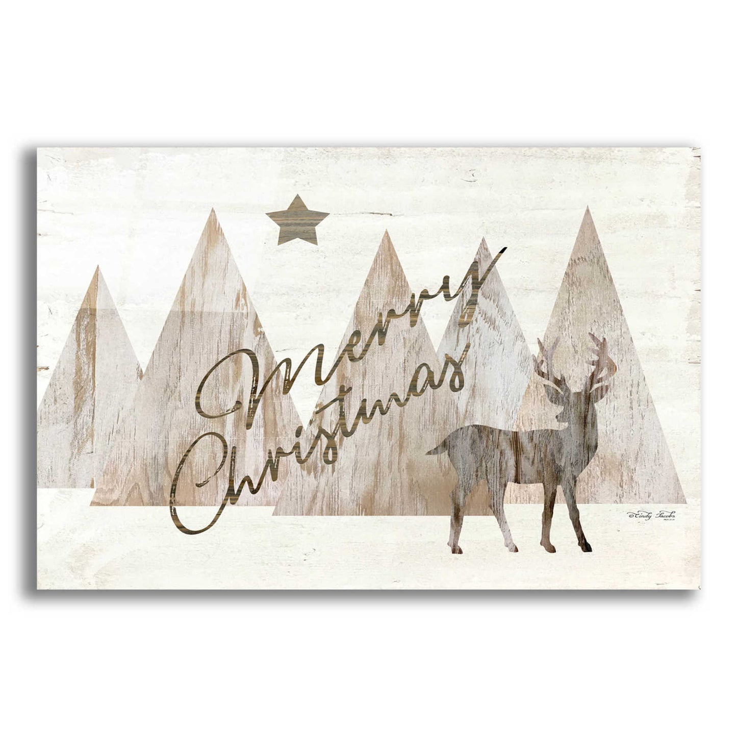 Epic Art 'Merry Christmas Deer 2' by Cindy Jacobs, Acrylic Glass Wall Art,24x16