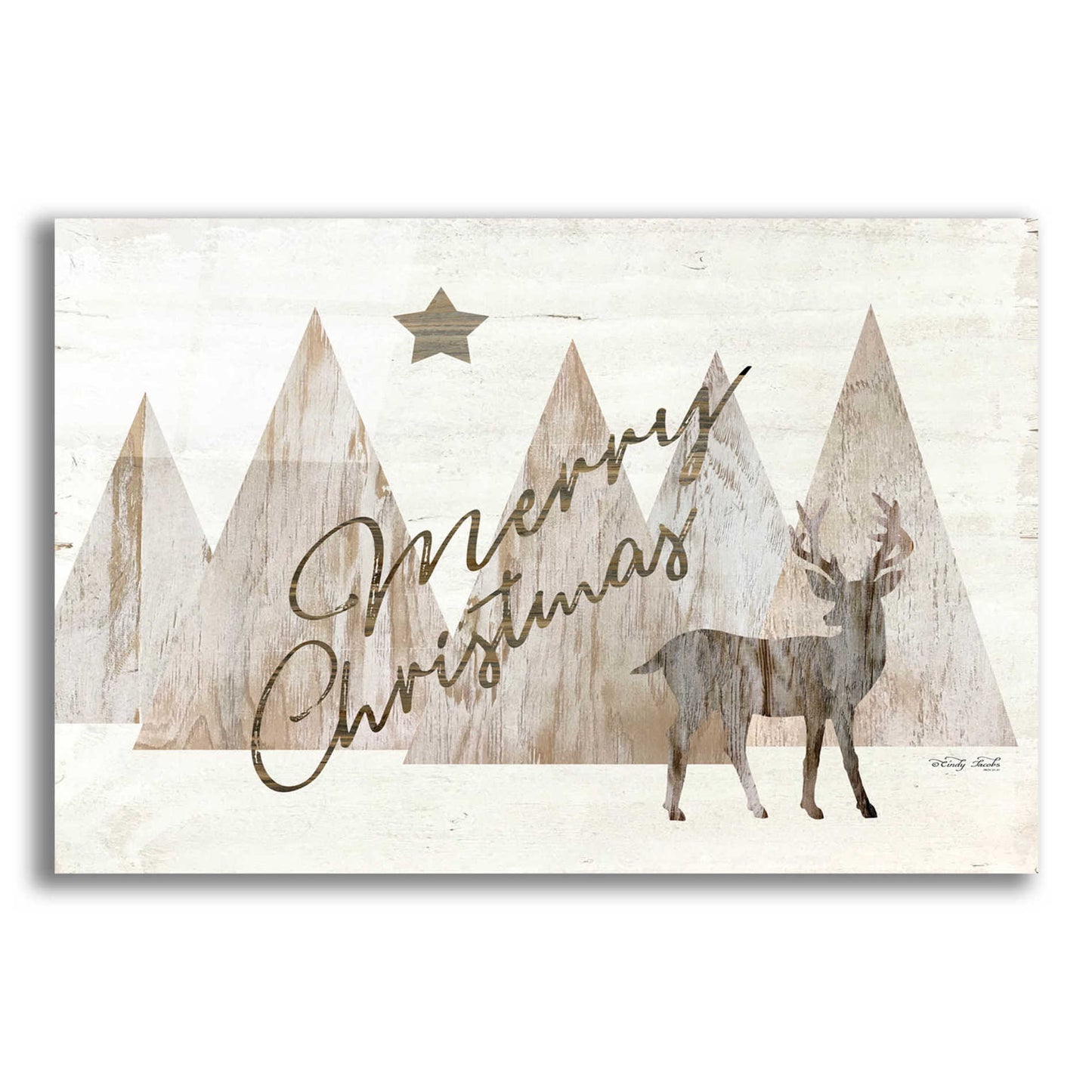 Epic Art 'Merry Christmas Deer 2' by Cindy Jacobs, Acrylic Glass Wall Art