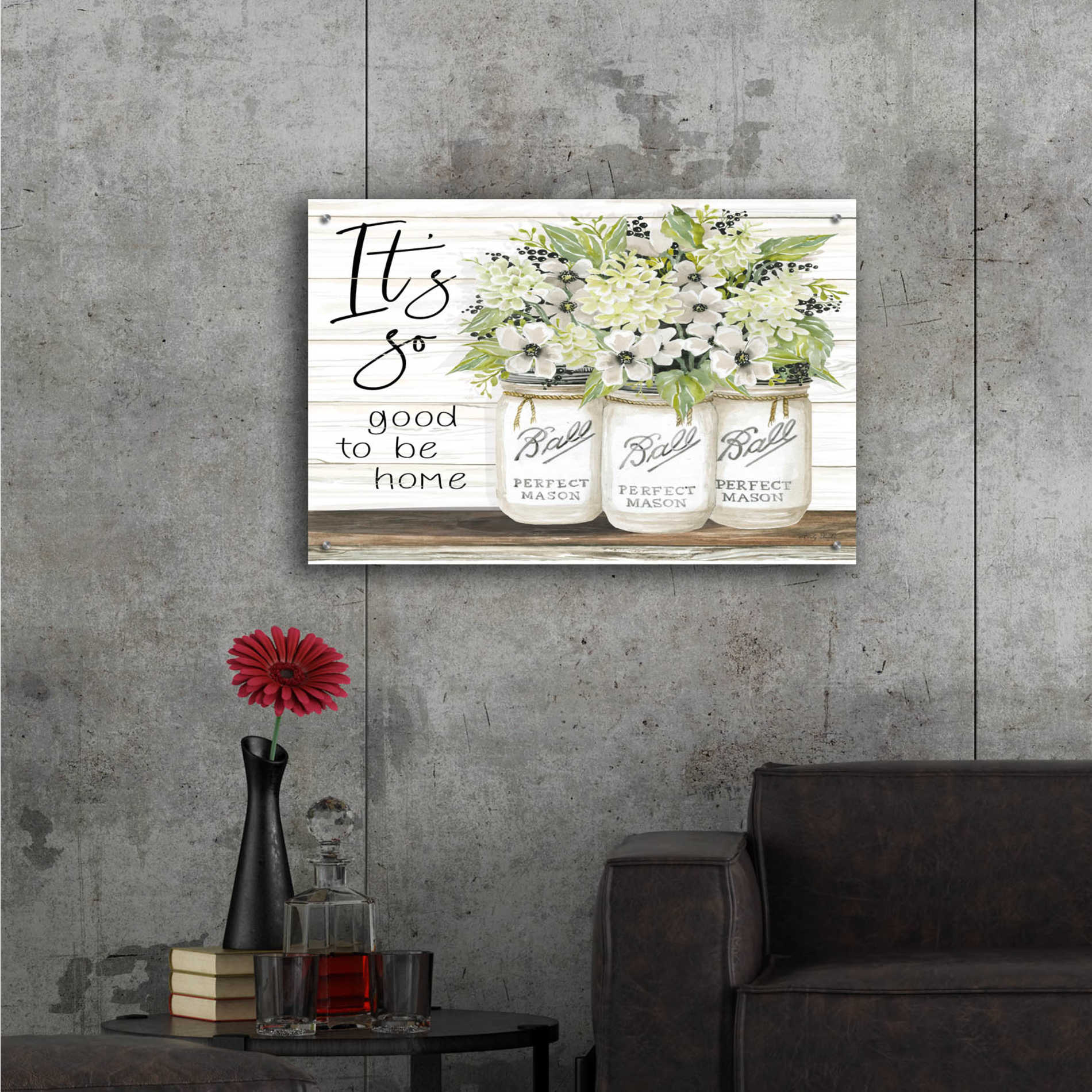 Epic Art 'It's So Good to be Home Ball Jars' by Cindy Jacobs, Acrylic Glass Wall Art,36x24