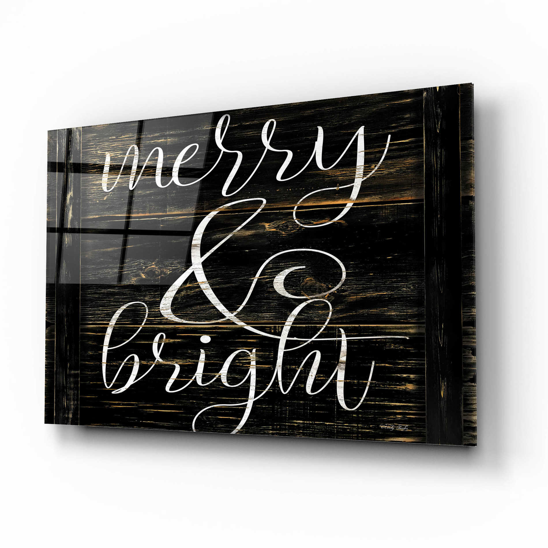 Epic Art 'Merry & Bright 2' by Cindy Jacobs, Acrylic Glass Wall Art,16x12