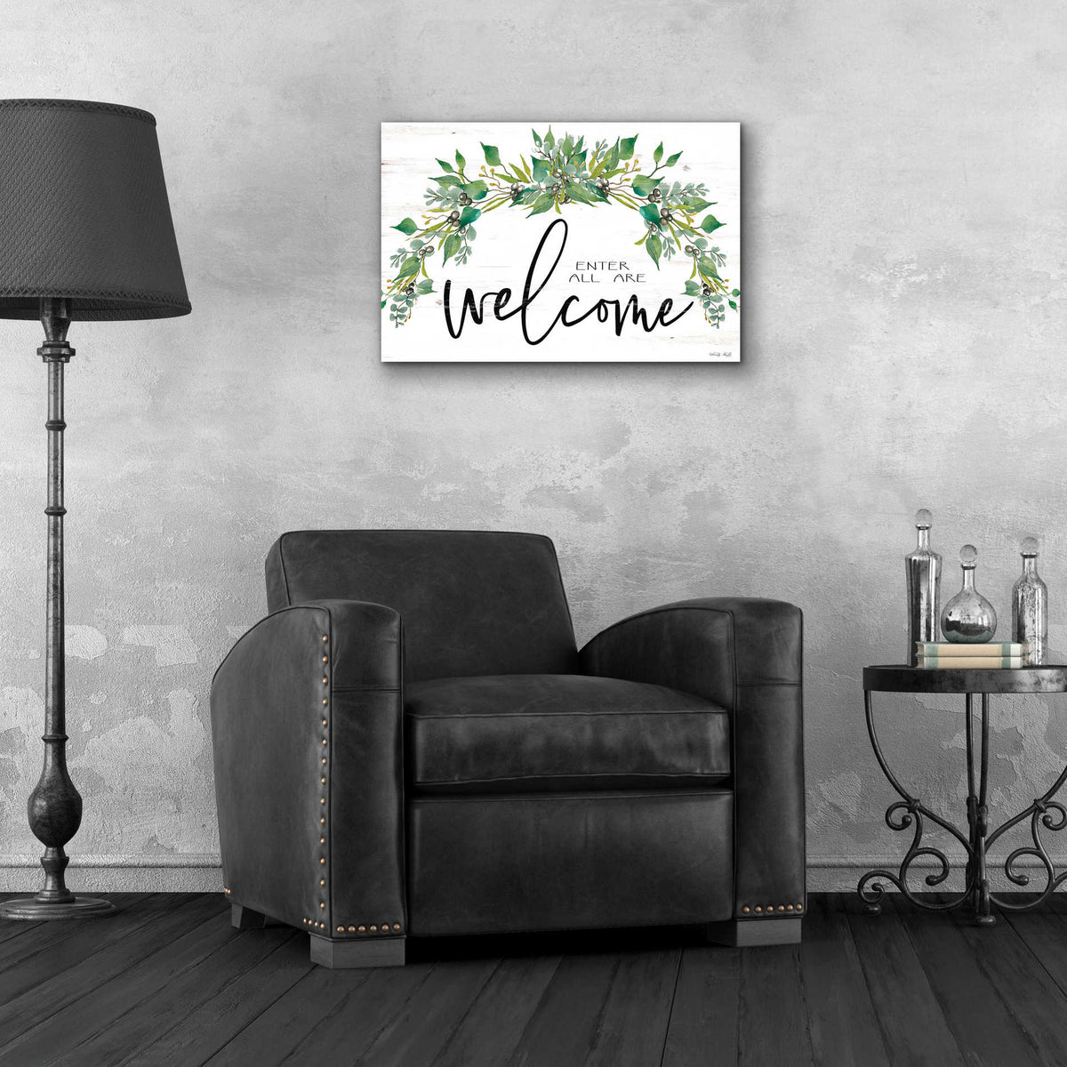 Epic Art 'Enter All Are Welcome' by Cindy Jacobs, Acrylic Glass Wall Art,24x16