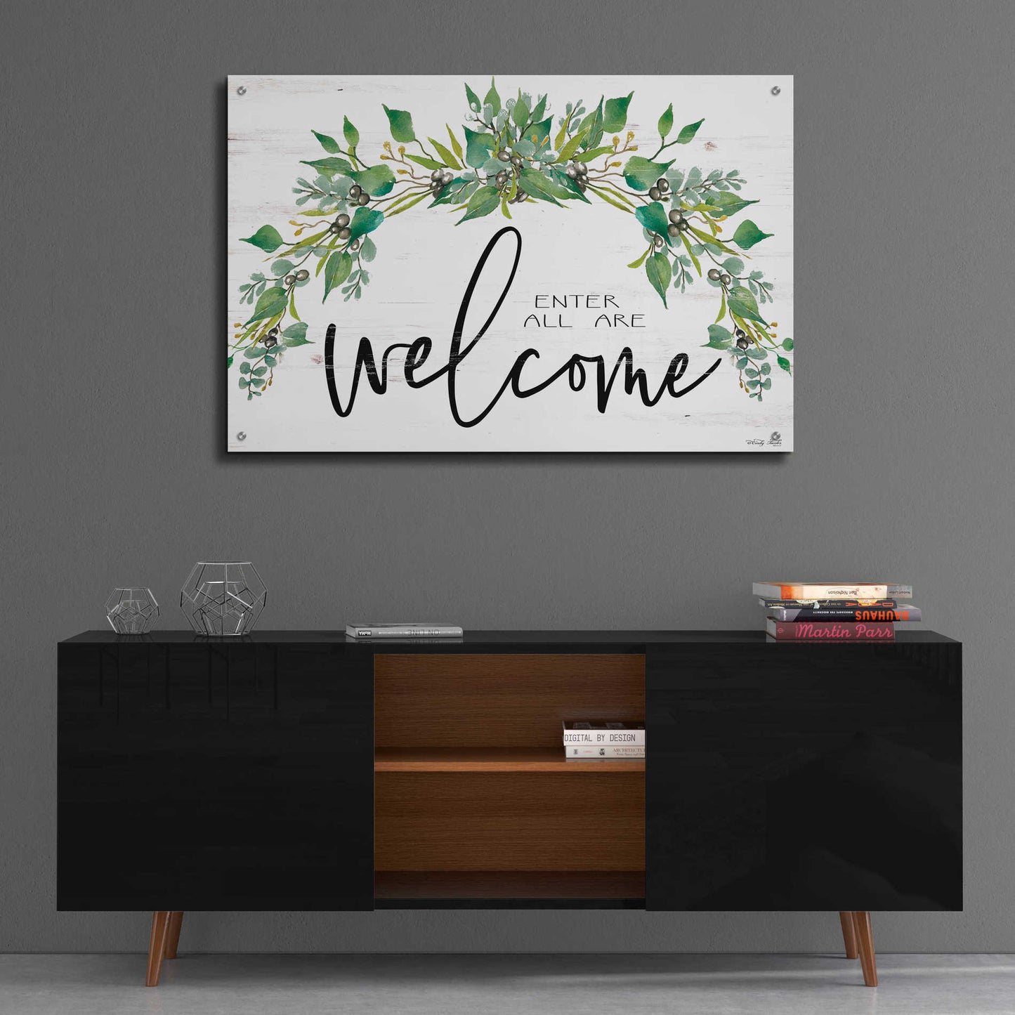 Epic Art 'Enter All Are Welcome' by Cindy Jacobs, Acrylic Glass Wall Art,36x24