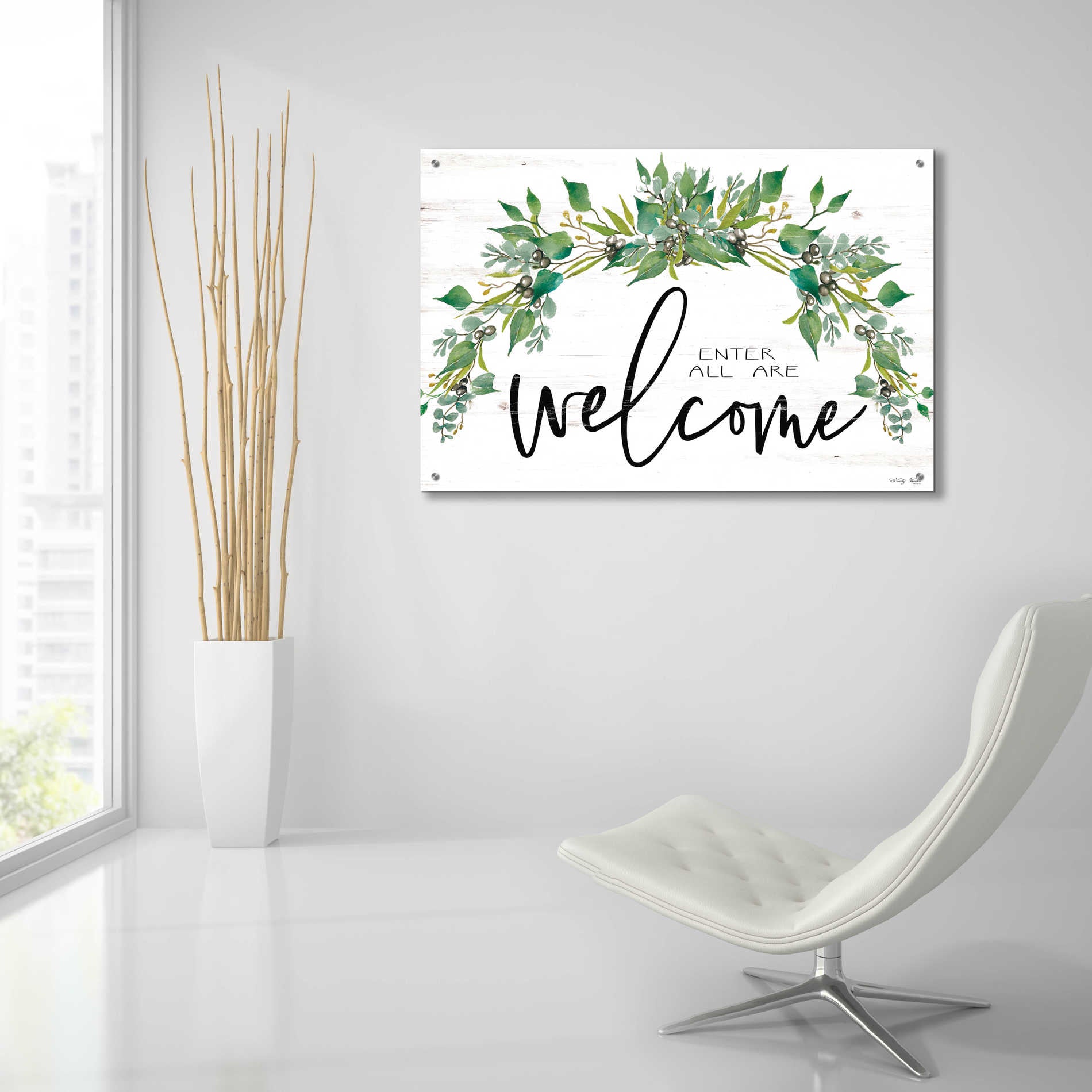 Epic Art 'Enter All Are Welcome' by Cindy Jacobs, Acrylic Glass Wall Art,36x24