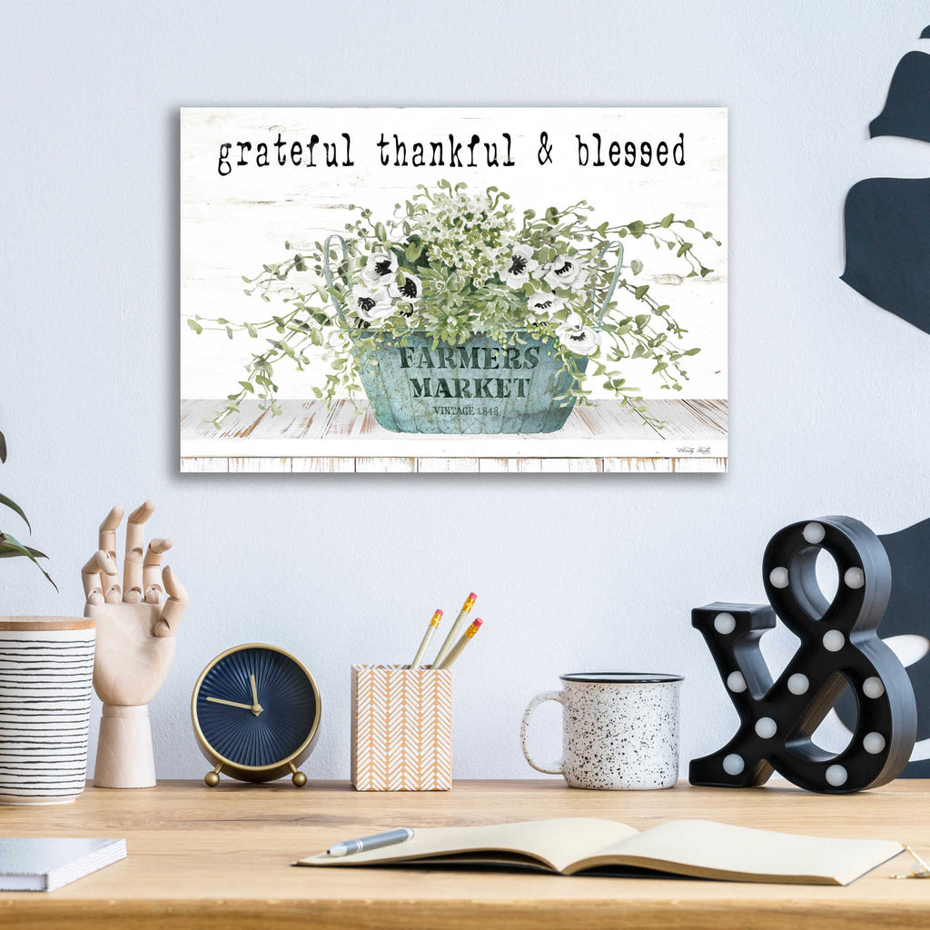 Epic Art 'Grateful Thankful & Blessed' by Cindy Jacobs, Acrylic Glass Wall Art,16x12