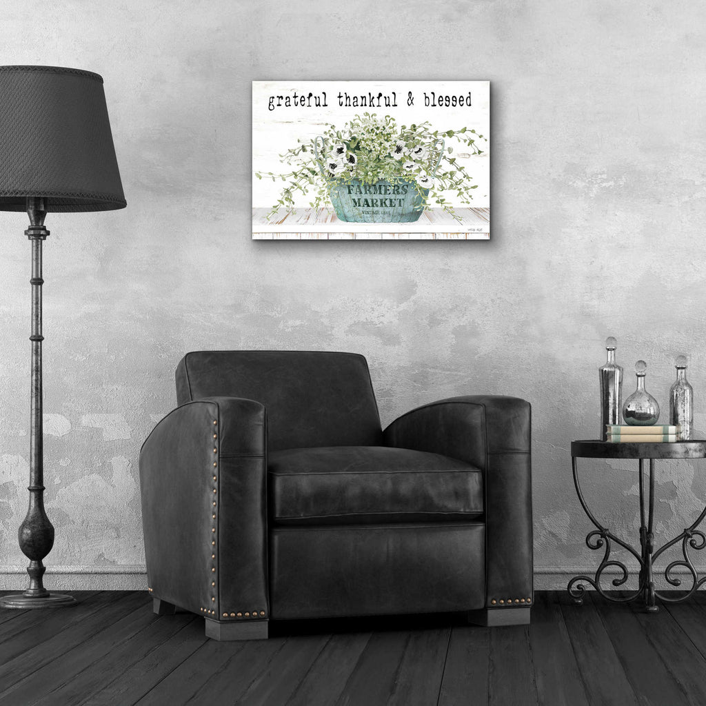 Epic Art 'Grateful Thankful & Blessed' by Cindy Jacobs, Acrylic Glass Wall Art,24x16