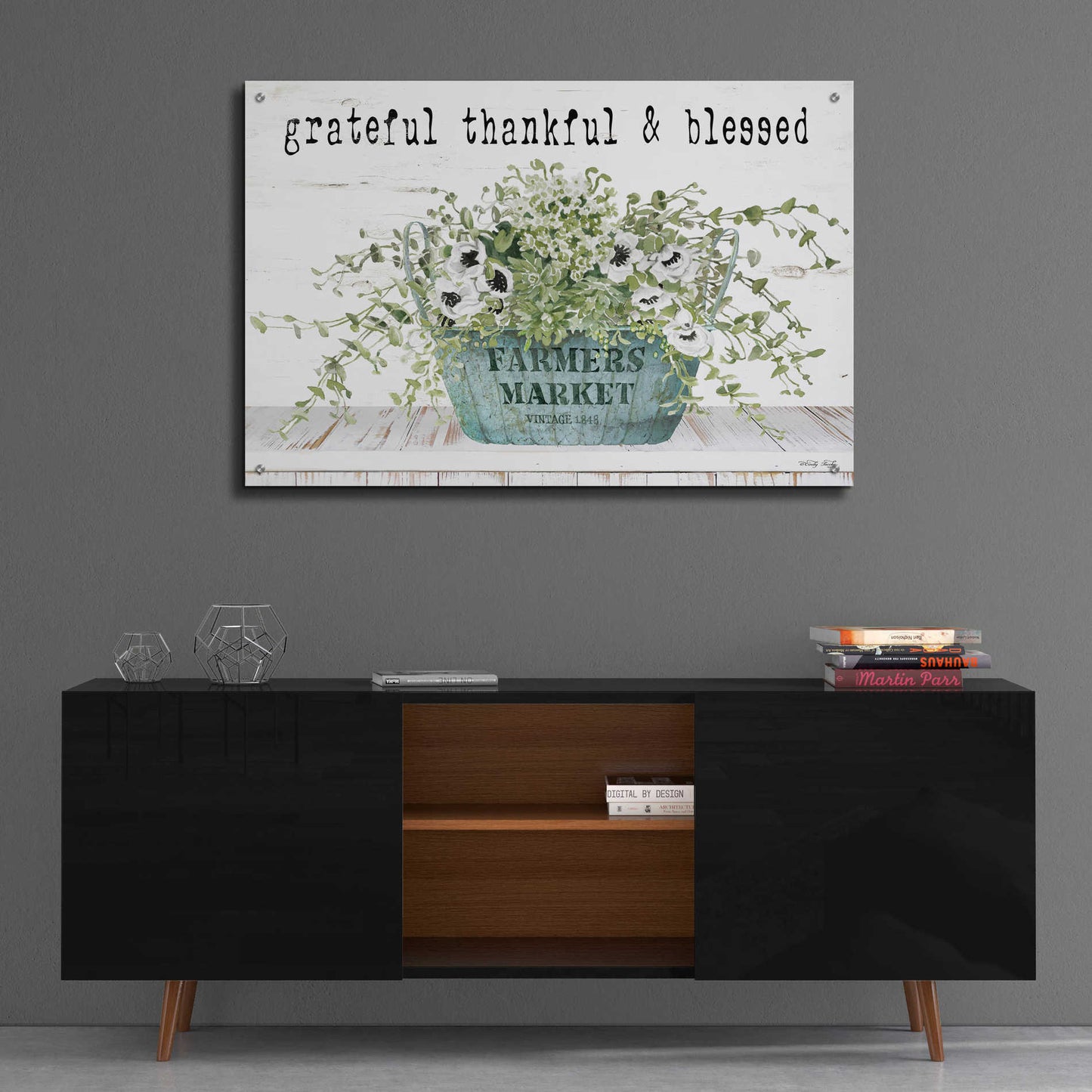Epic Art 'Grateful Thankful & Blessed' by Cindy Jacobs, Acrylic Glass Wall Art,36x24