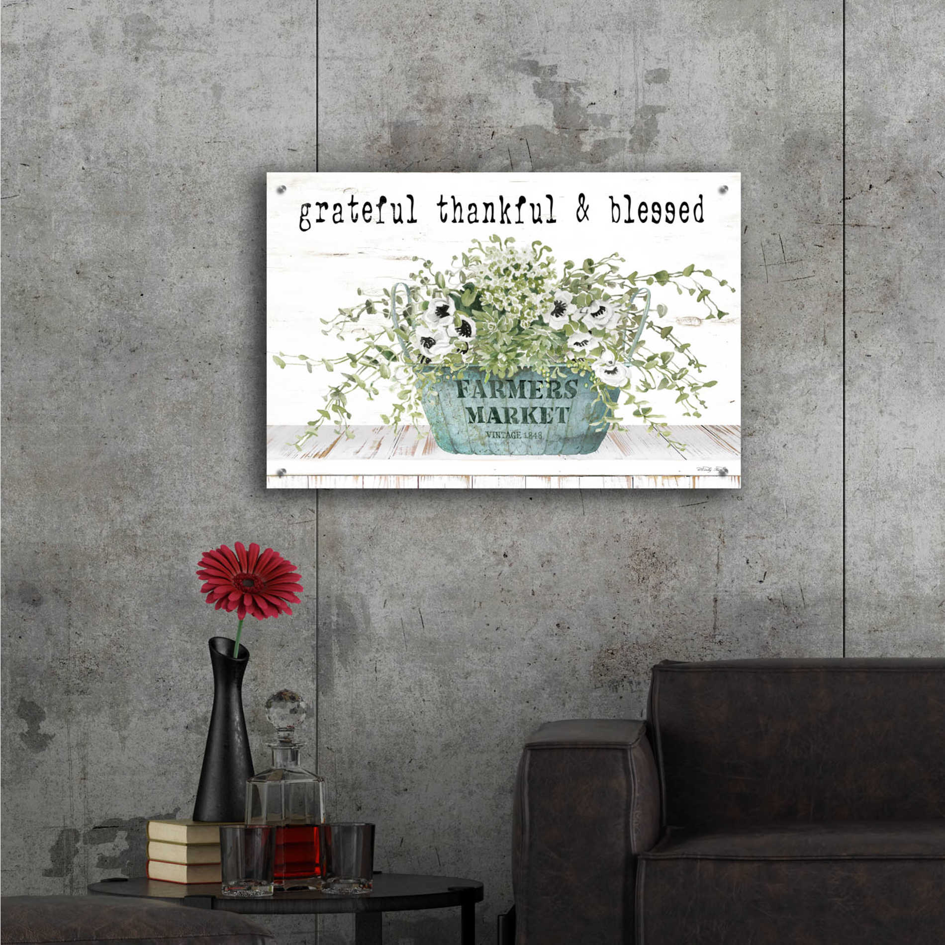 Epic Art 'Grateful Thankful & Blessed' by Cindy Jacobs, Acrylic Glass Wall Art,36x24