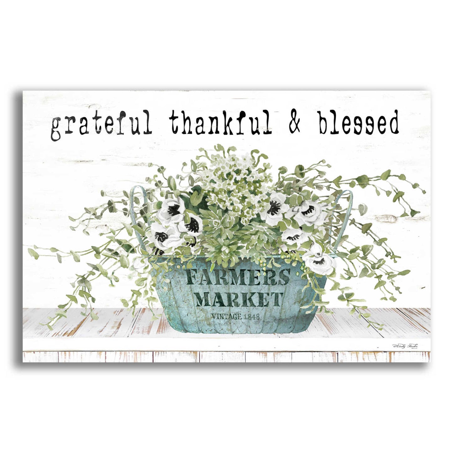 Epic Art 'Grateful Thankful & Blessed' by Cindy Jacobs, Acrylic Glass Wall Art