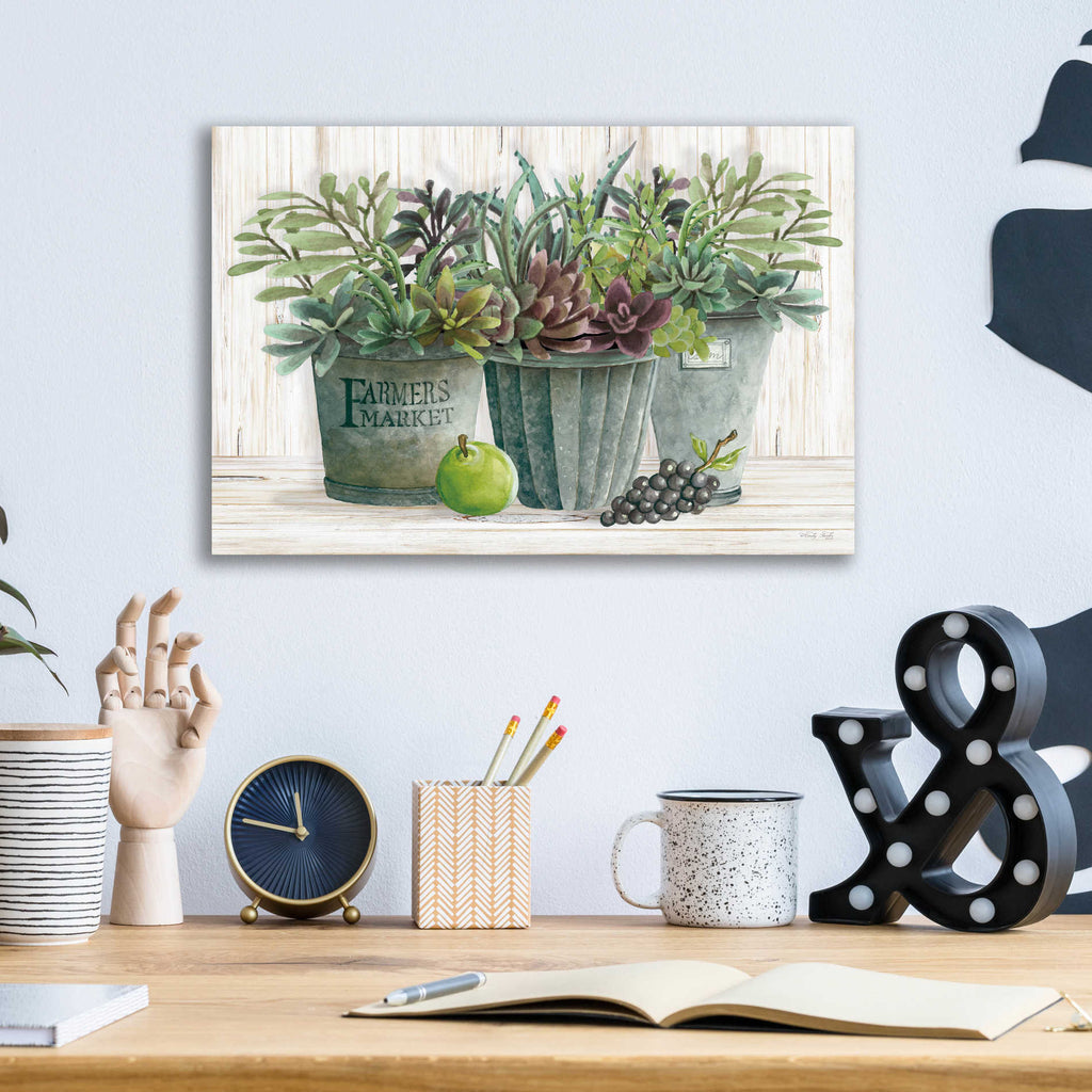 Epic Art 'Farmer Market Succulent Harvest' by Cindy Jacobs, Acrylic Glass Wall Art,16x12