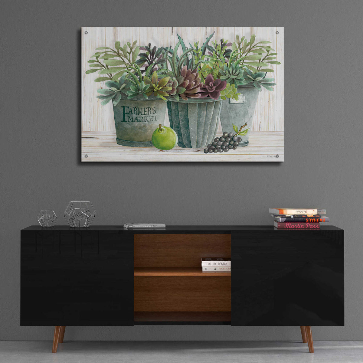 Epic Art 'Farmer Market Succulent Harvest' by Cindy Jacobs, Acrylic Glass Wall Art,36x24