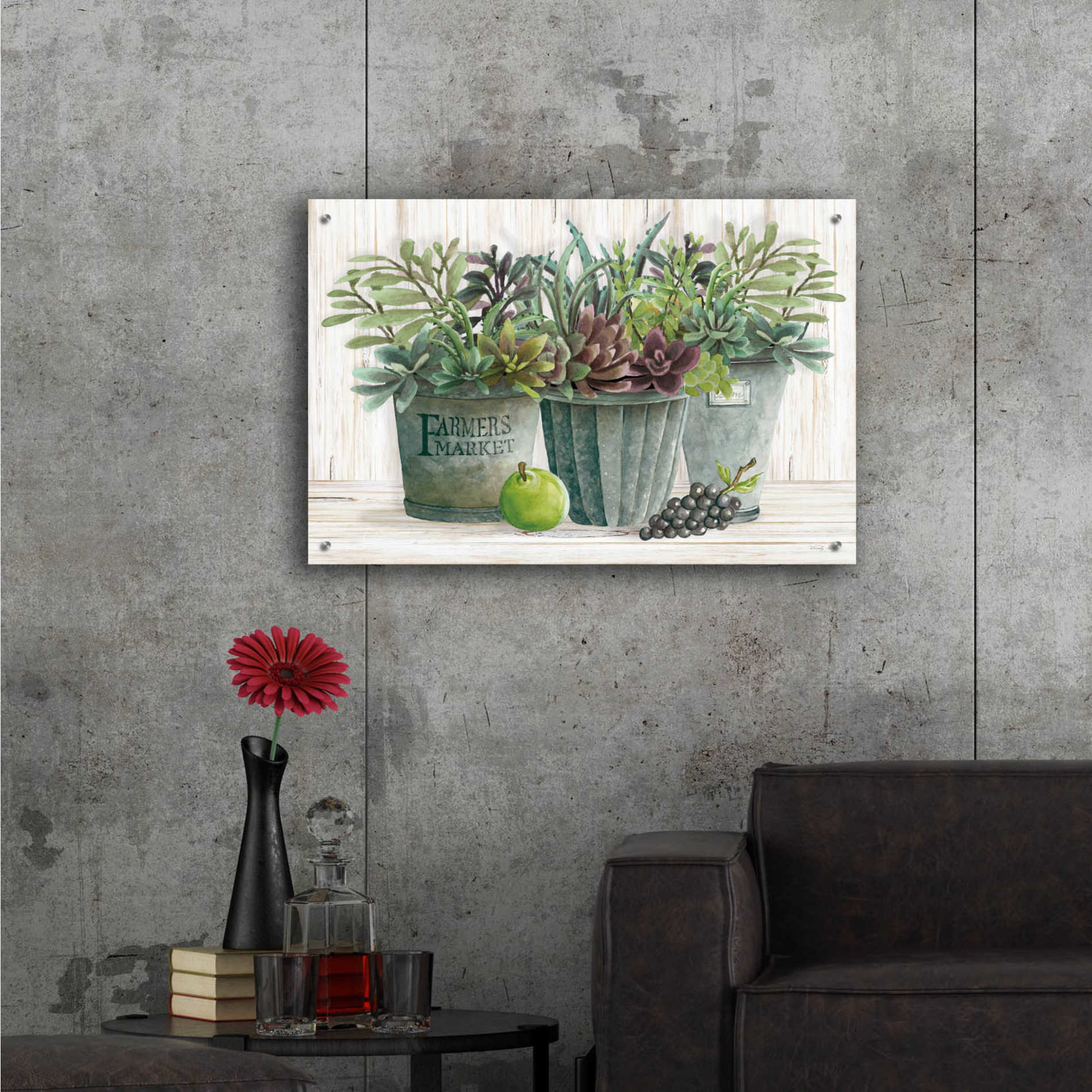 Epic Art 'Farmer Market Succulent Harvest' by Cindy Jacobs, Acrylic Glass Wall Art,36x24