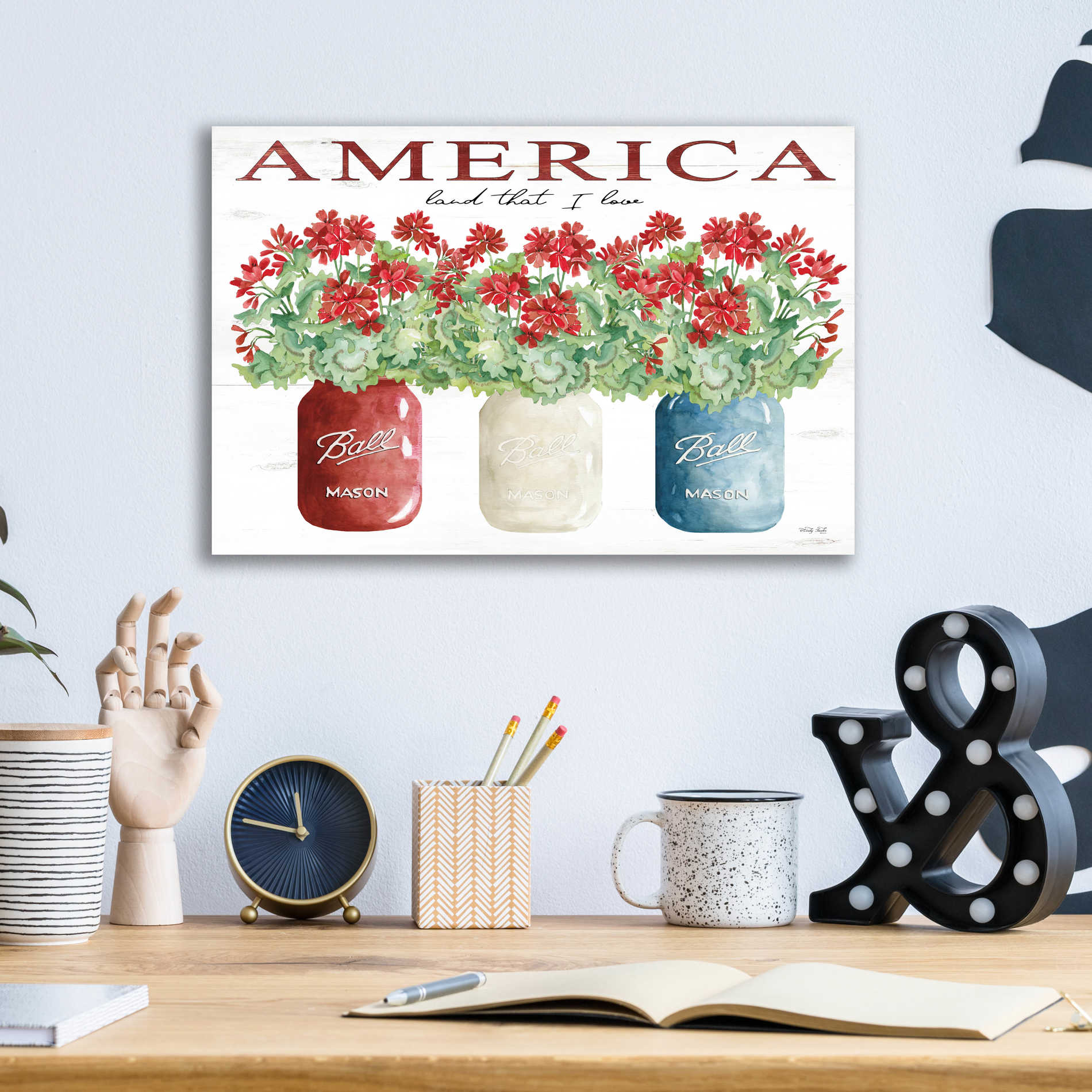 Epic Art 'America Glass Jars' by Cindy Jacobs, Acrylic Glass Wall Art,16x12