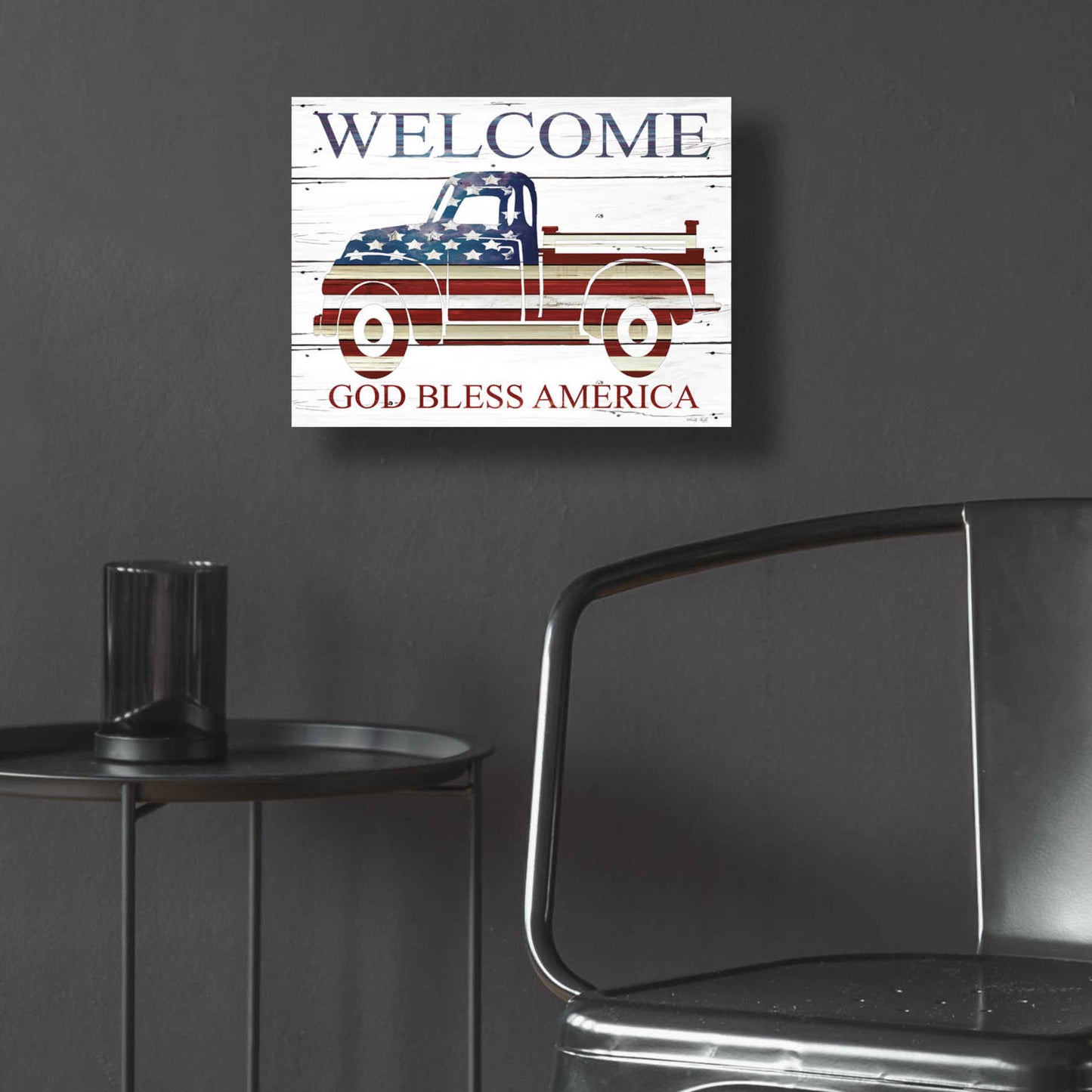 Epic Art 'Welcome Patriotic Truck' by Cindy Jacobs, Acrylic Glass Wall Art,16x12