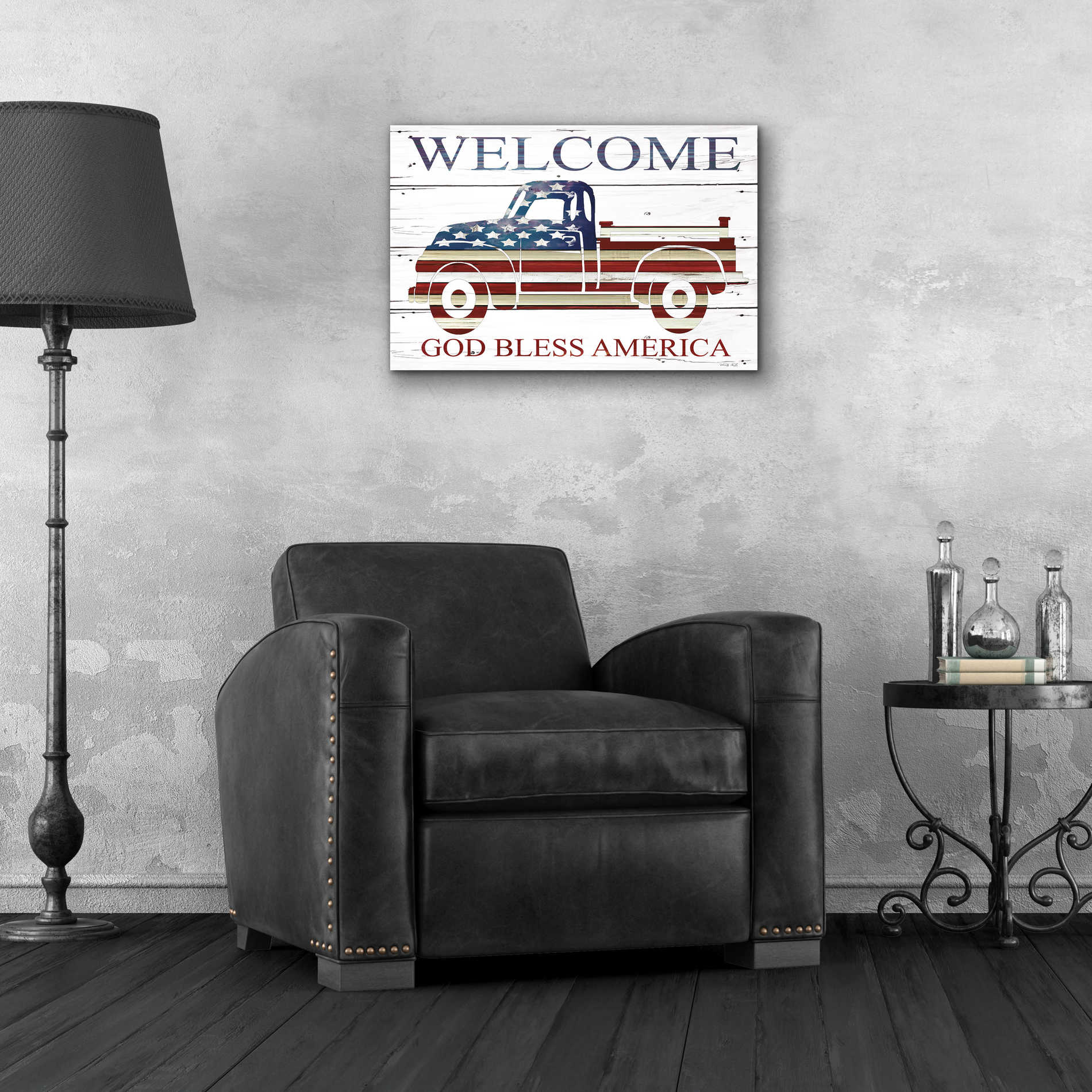 Epic Art 'Welcome Patriotic Truck' by Cindy Jacobs, Acrylic Glass Wall Art,24x16