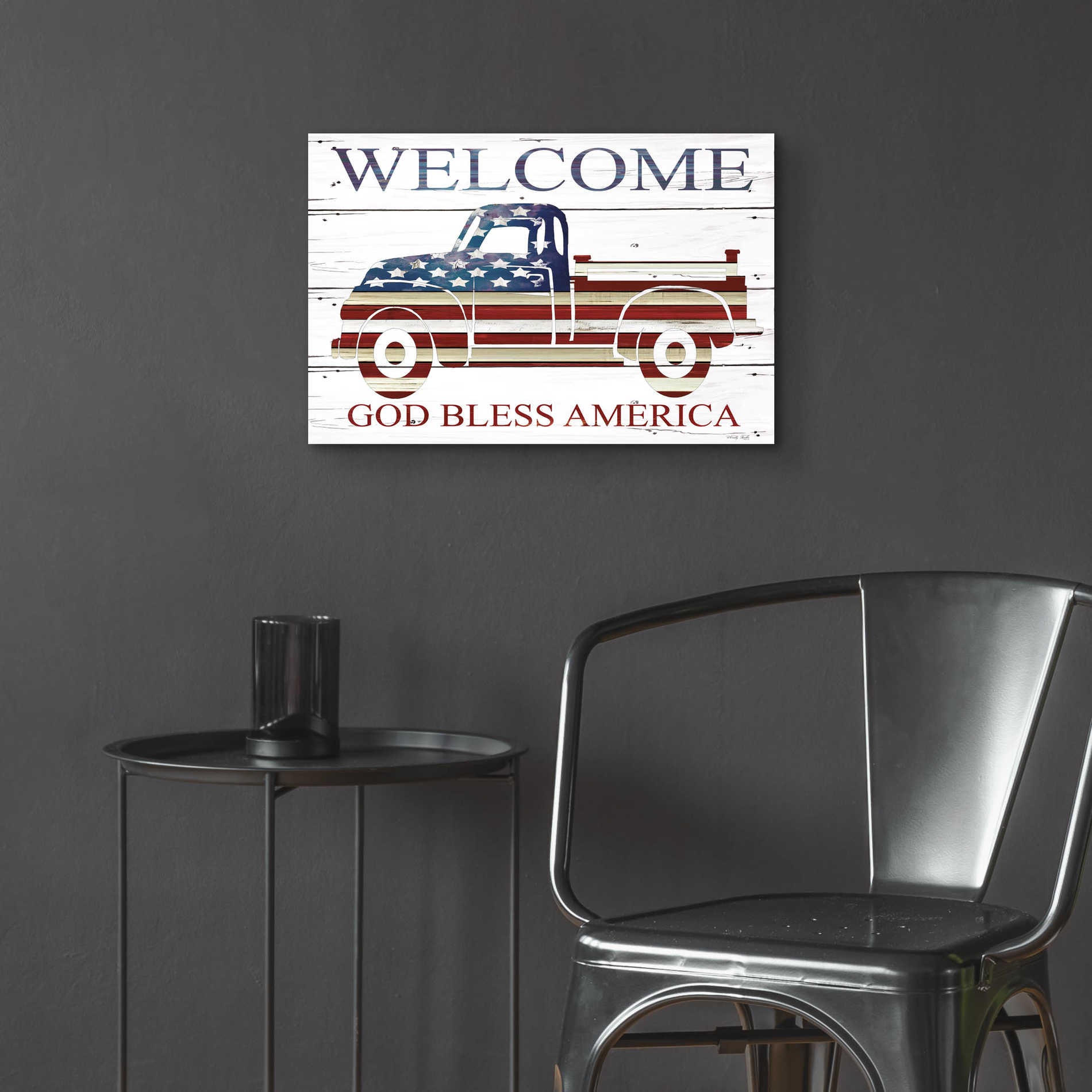 Epic Art 'Welcome Patriotic Truck' by Cindy Jacobs, Acrylic Glass Wall Art,24x16