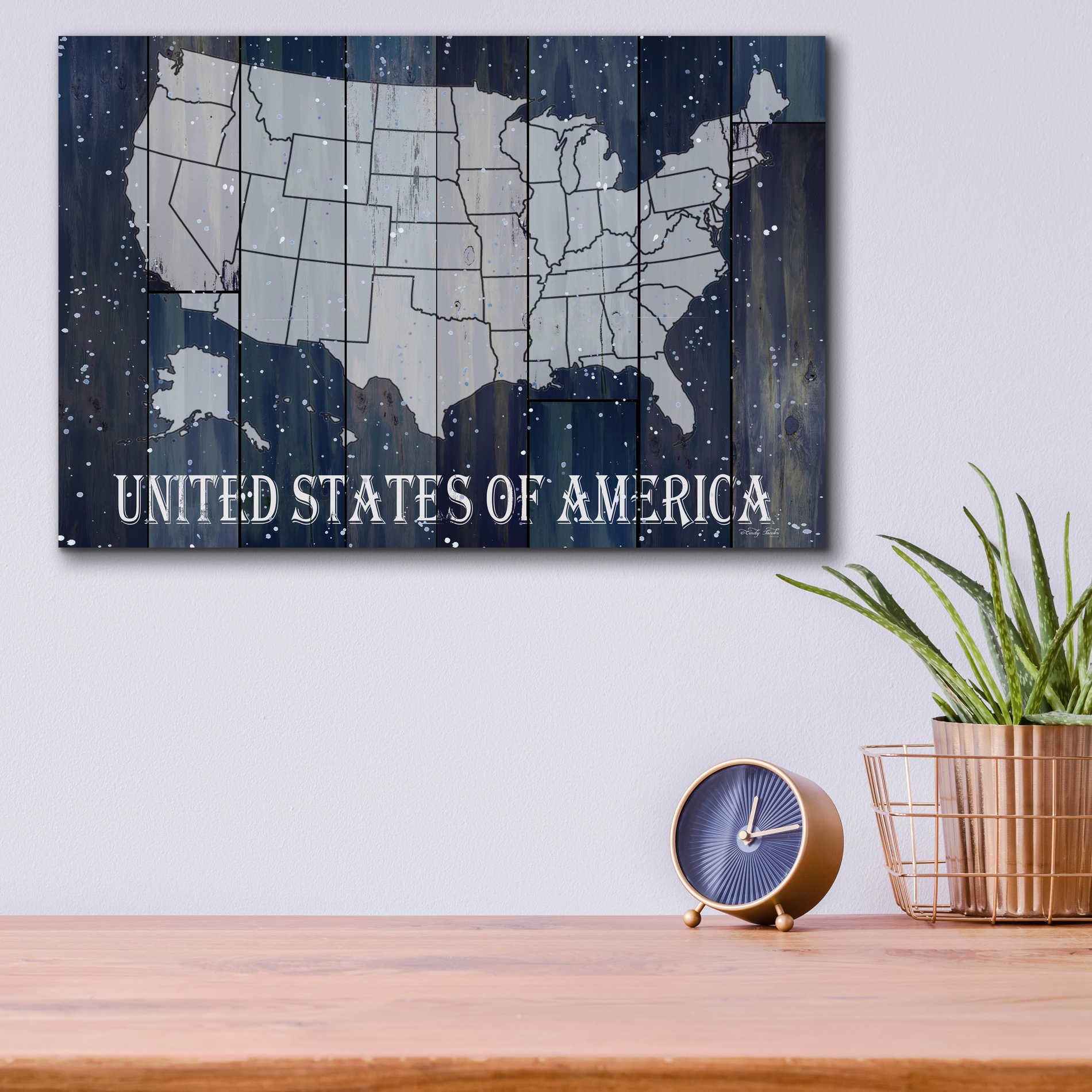 Epic Art 'Navy United States of America' by Cindy Jacobs, Acrylic Glass Wall Art,16x12
