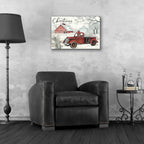 Epic Art 'Red Truck Winter Barn' by Cindy Jacobs, Acrylic Glass Wall Art,24x16