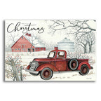 Epic Art 'Red Truck Winter Barn' by Cindy Jacobs, Acrylic Glass Wall Art