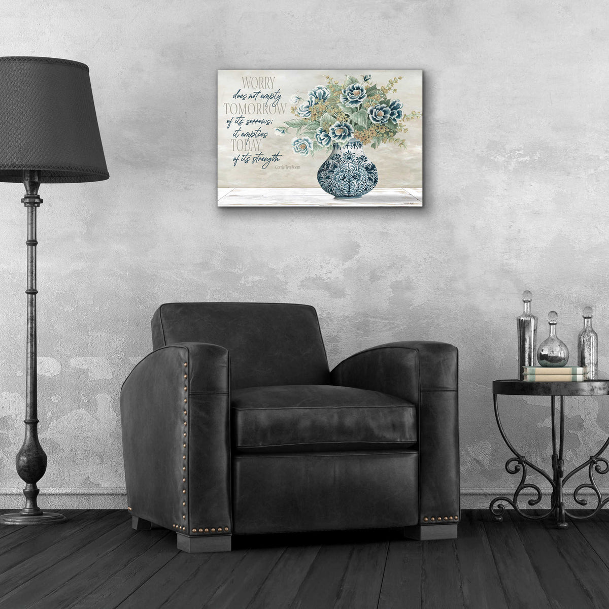 Epic Art 'Don't Worry Blue Vase' by Cindy Jacobs, Acrylic Glass Wall Art,24x16
