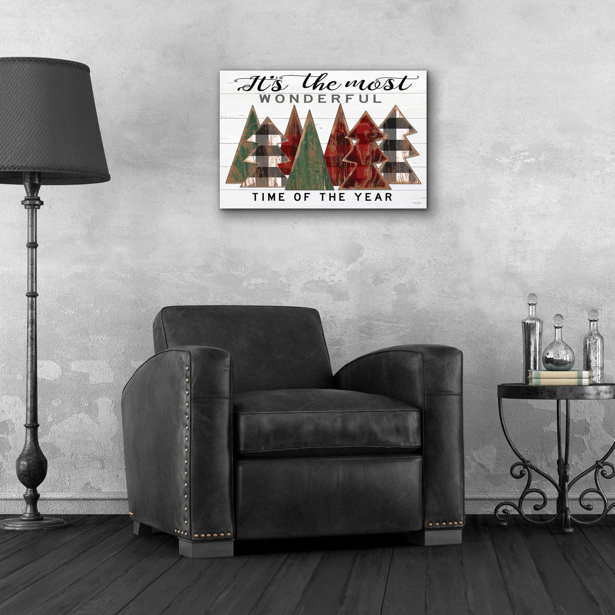 Epic Art 'It's the Most Wonderful Time Plaid Trees' by Cindy Jacobs, Acrylic Glass Wall Art,24x16