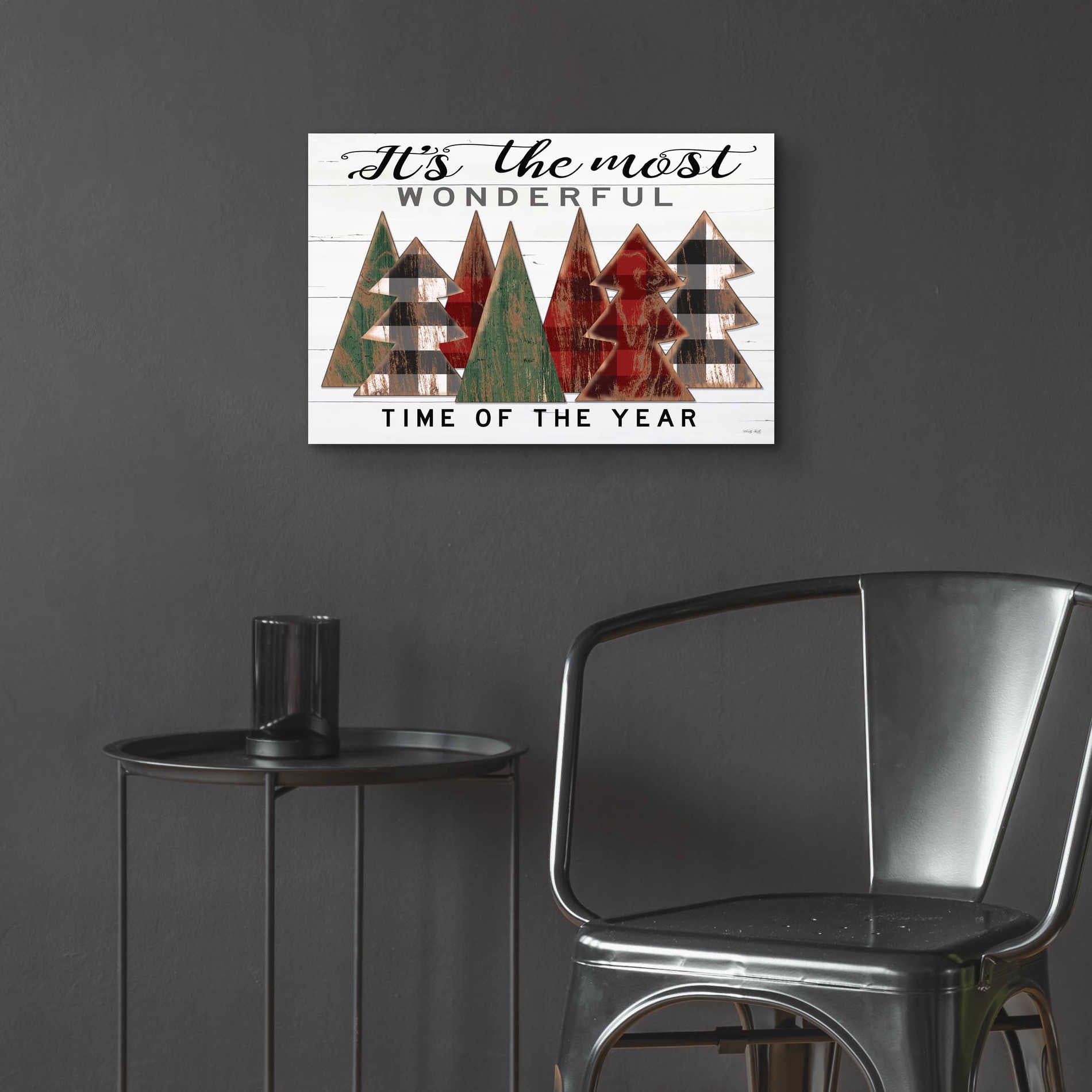 Epic Art 'It's the Most Wonderful Time Plaid Trees' by Cindy Jacobs, Acrylic Glass Wall Art,24x16