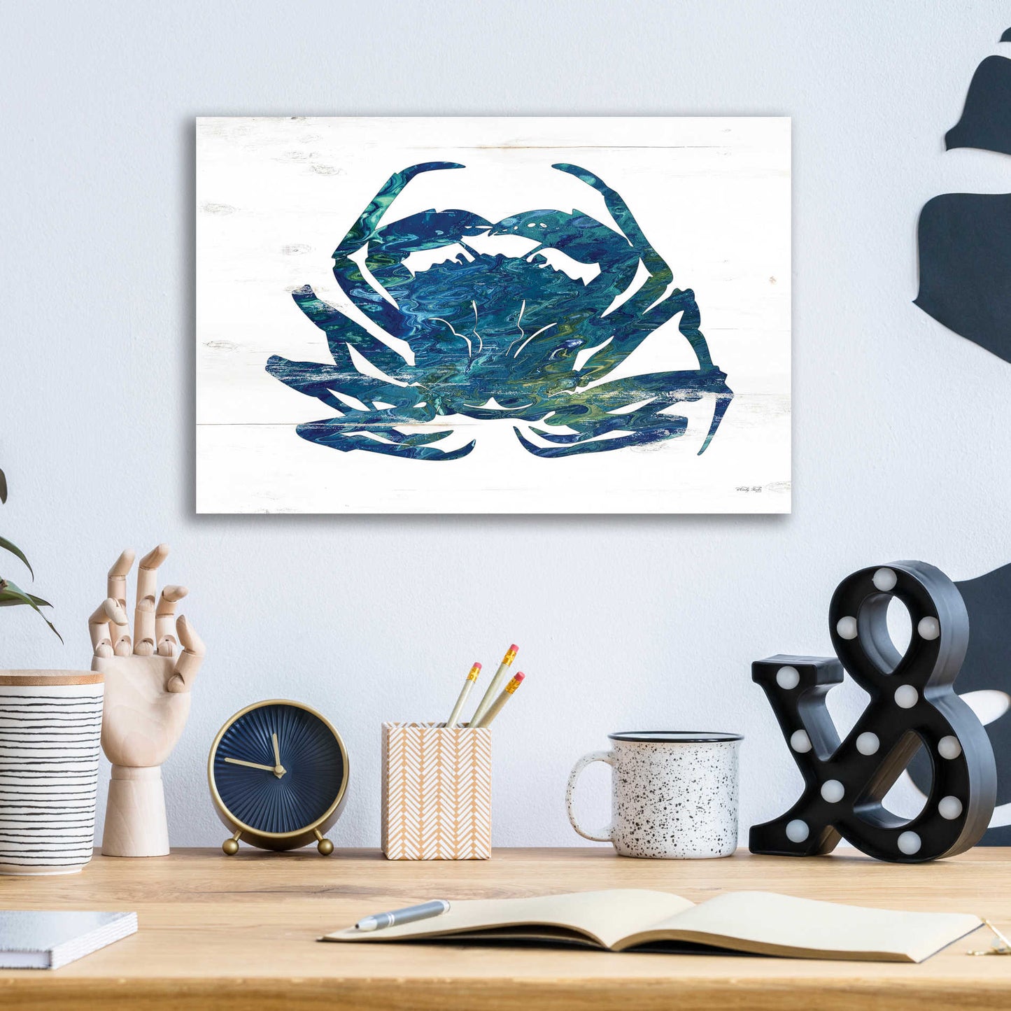 Epic Art 'Blue Coastal Crab' by Cindy Jacobs, Acrylic Glass Wall Art,16x12