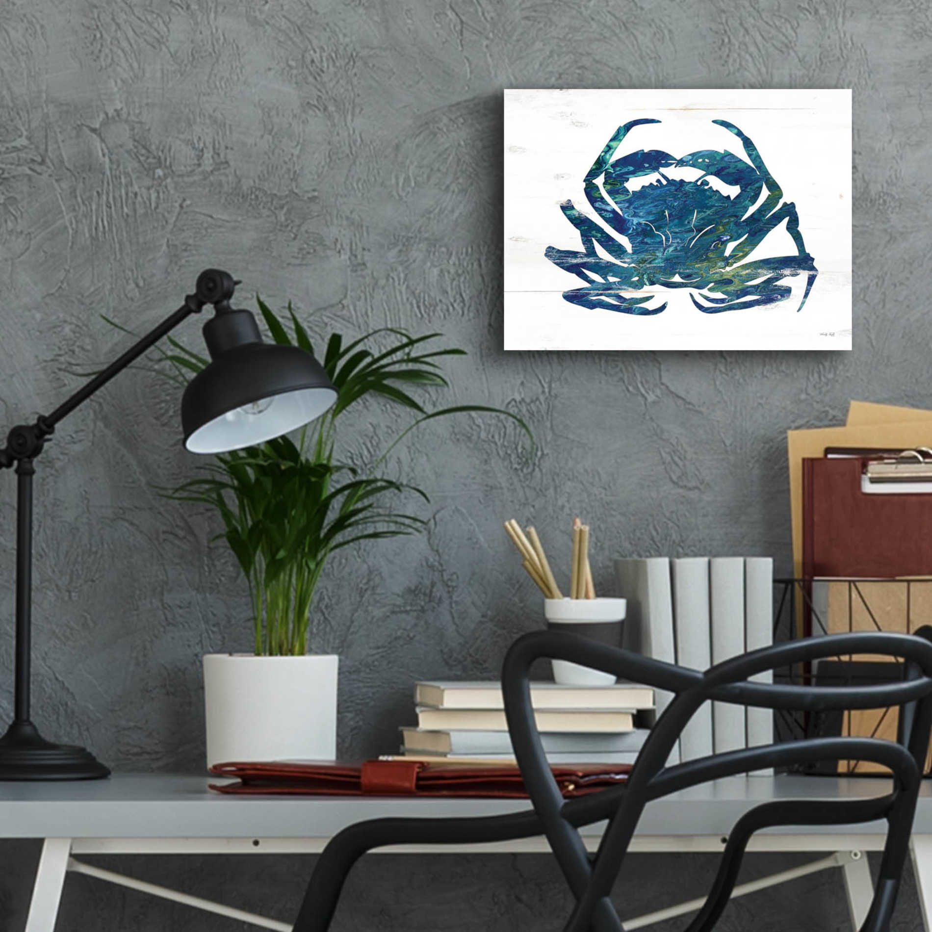 Epic Art 'Blue Coastal Crab' by Cindy Jacobs, Acrylic Glass Wall Art,16x12