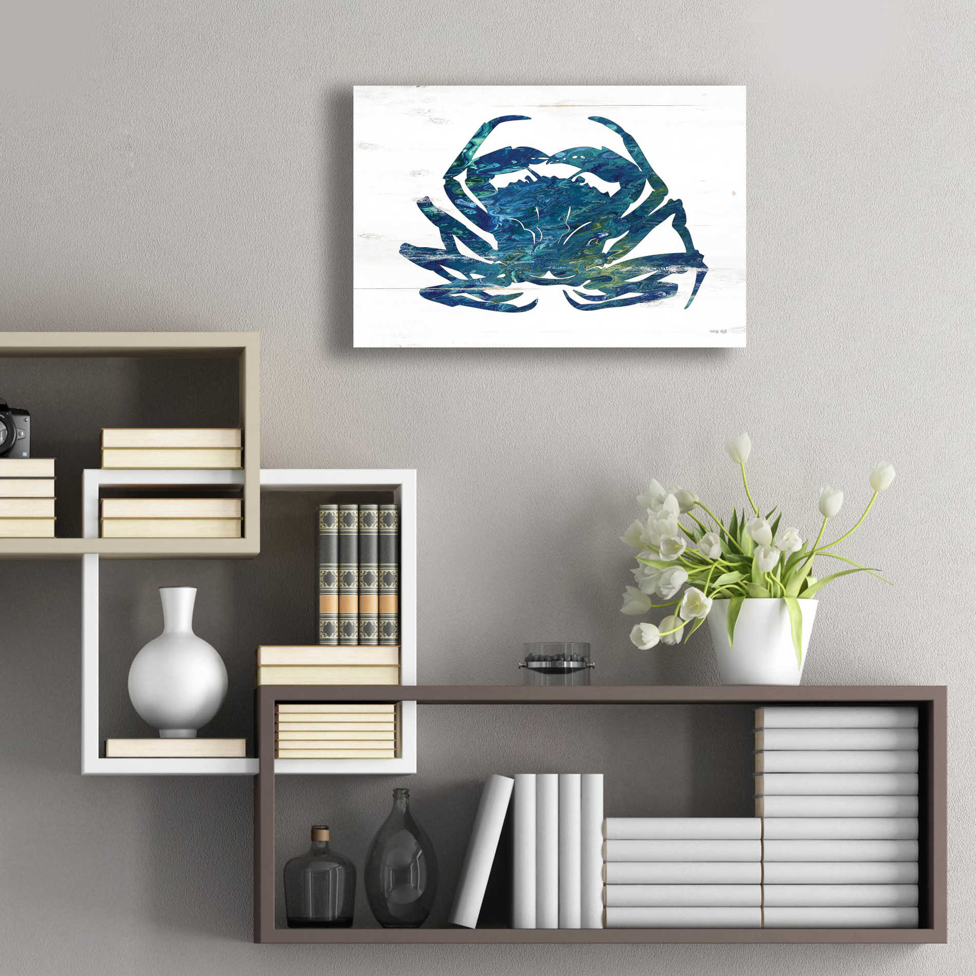 Epic Art 'Blue Coastal Crab' by Cindy Jacobs, Acrylic Glass Wall Art,24x16