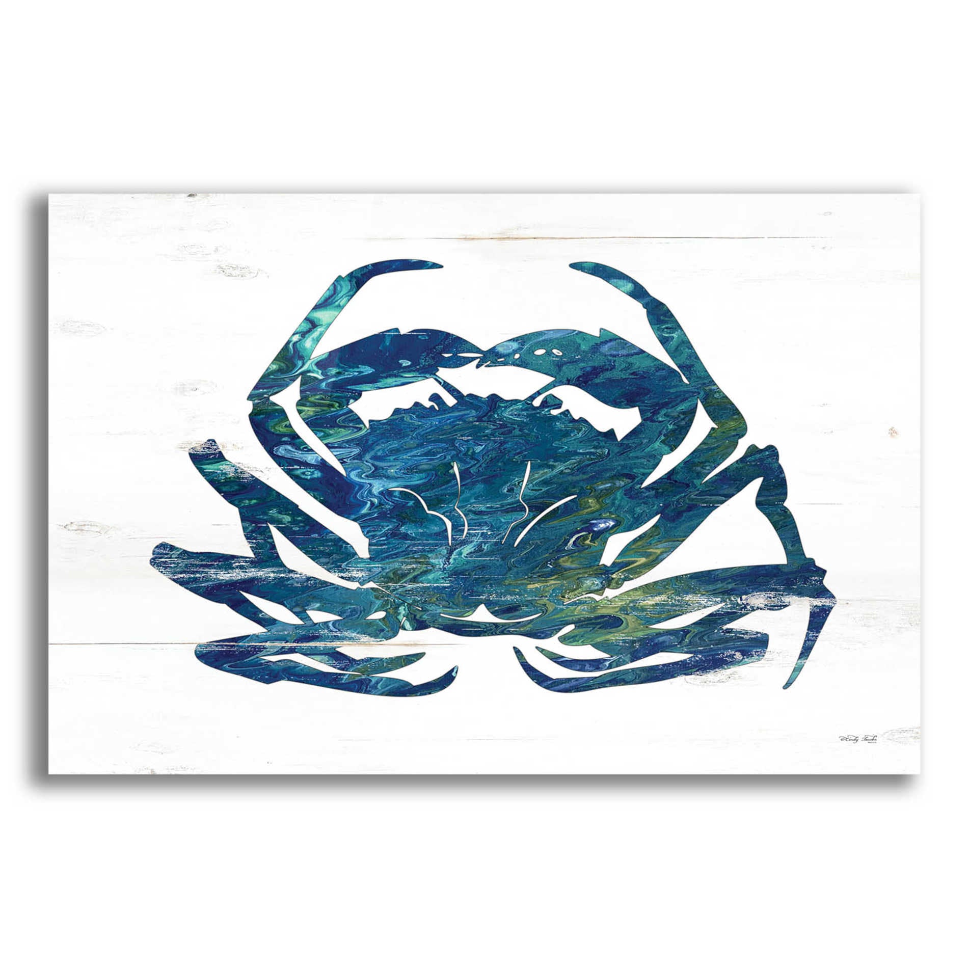 Epic Art 'Blue Coastal Crab' by Cindy Jacobs, Acrylic Glass Wall Art,24x16