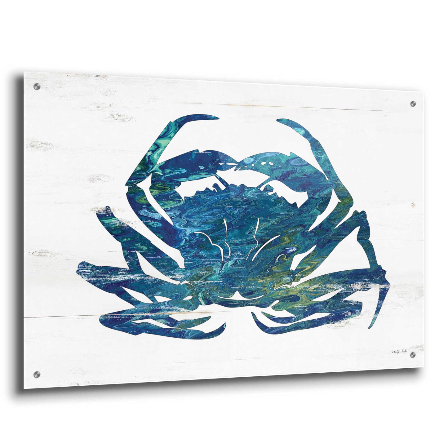 Epic Art 'Blue Coastal Crab' by Cindy Jacobs, Acrylic Glass Wall Art,36x24