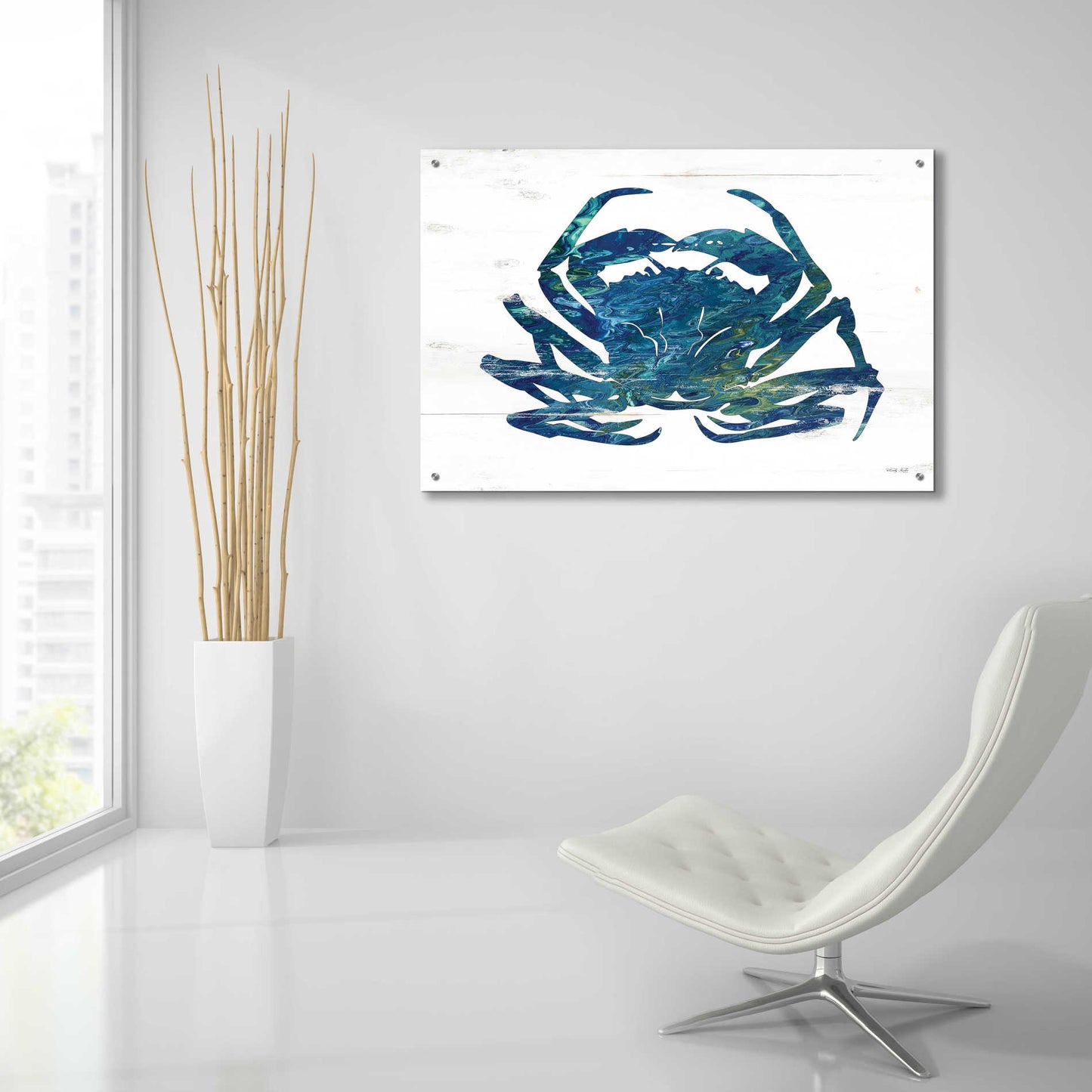 Epic Art 'Blue Coastal Crab' by Cindy Jacobs, Acrylic Glass Wall Art,36x24