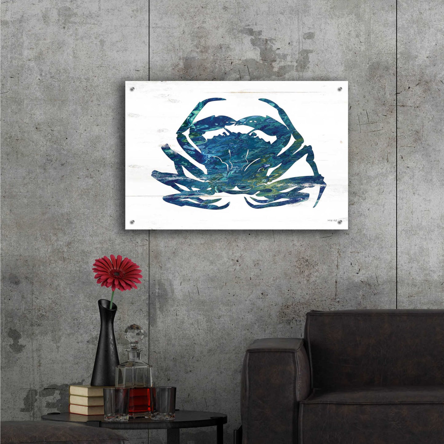 Epic Art 'Blue Coastal Crab' by Cindy Jacobs, Acrylic Glass Wall Art,36x24