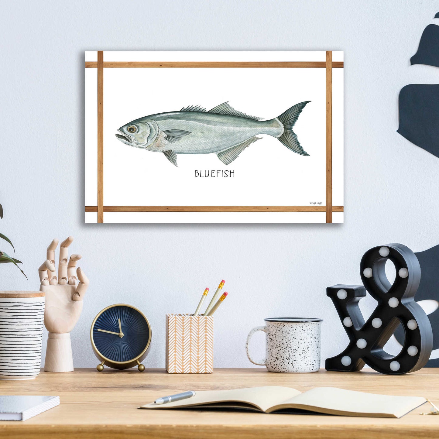 Epic Art 'Bluefish on White' by Cindy Jacobs, Acrylic Glass Wall Art,16x12