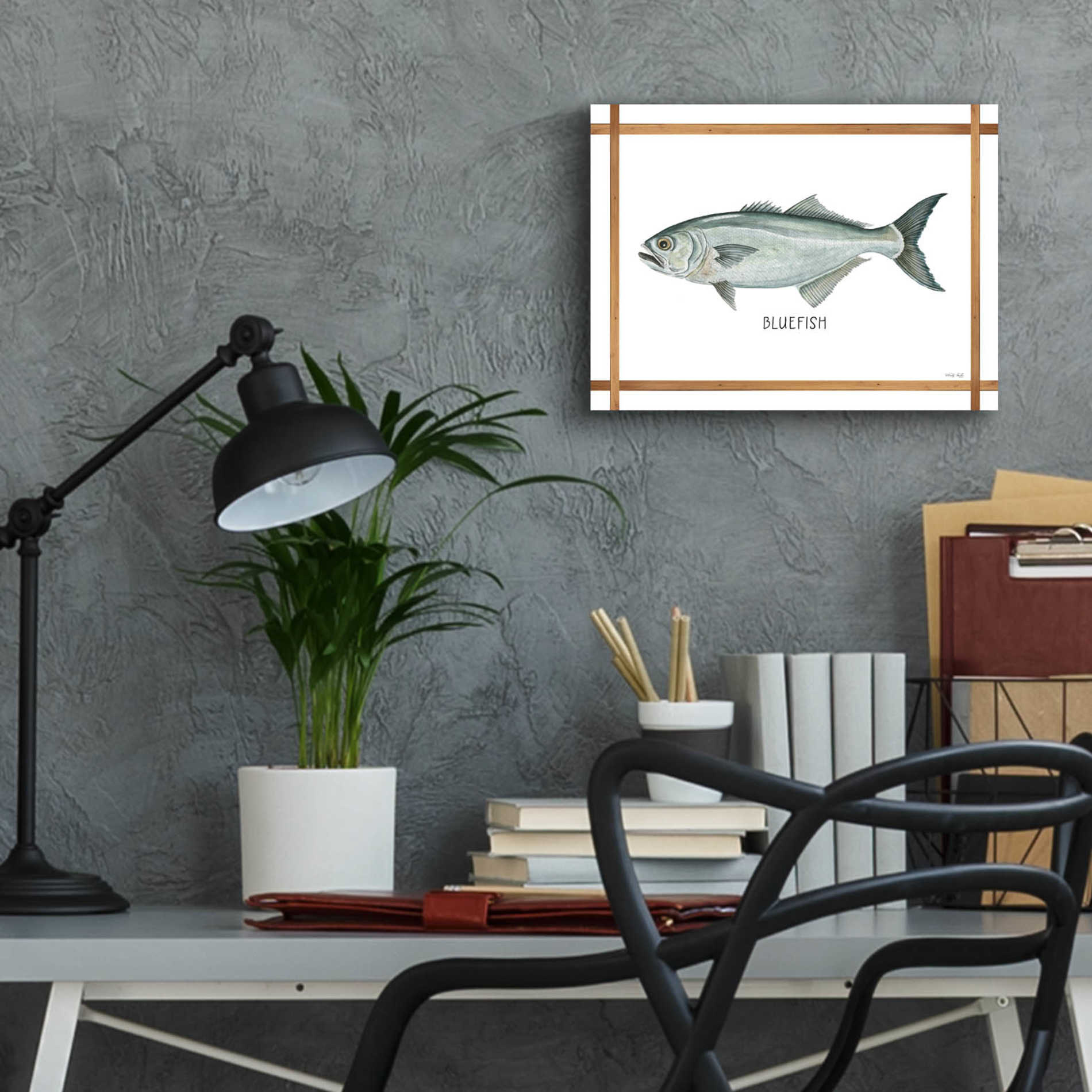 Epic Art 'Bluefish on White' by Cindy Jacobs, Acrylic Glass Wall Art,16x12