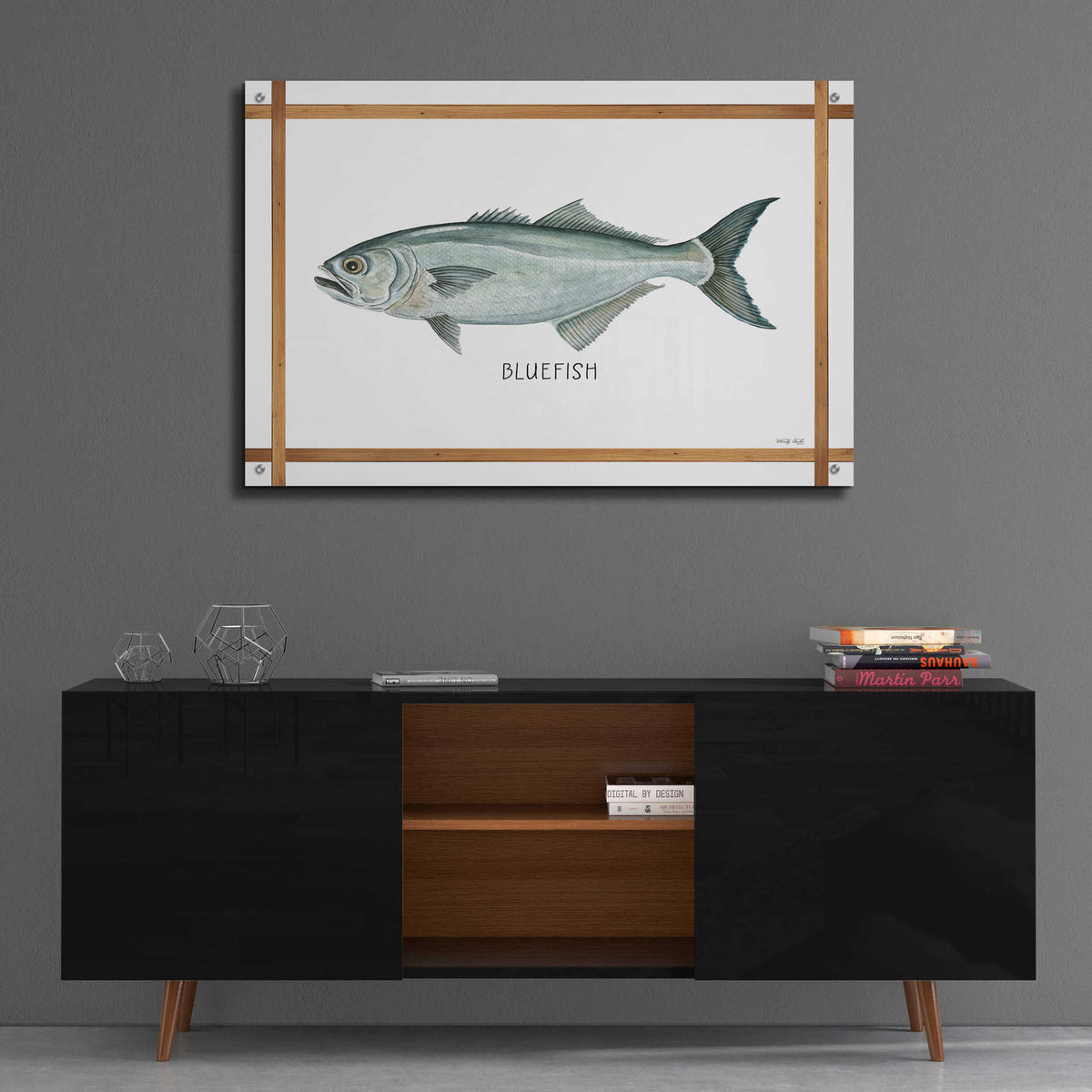 Epic Art 'Bluefish on White' by Cindy Jacobs, Acrylic Glass Wall Art,36x24